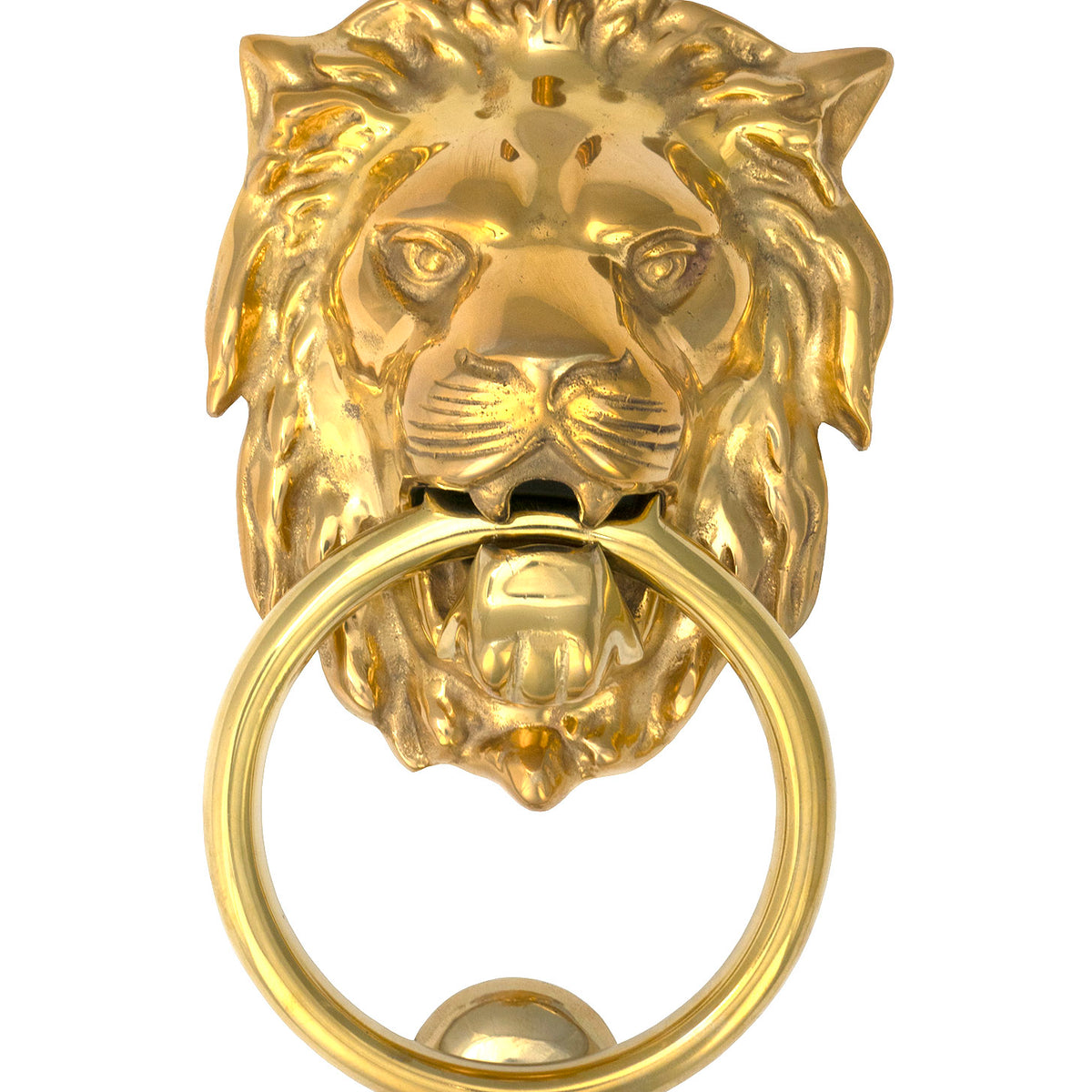 From The Anvil's Polished Brass Lion's Head Door Knocker