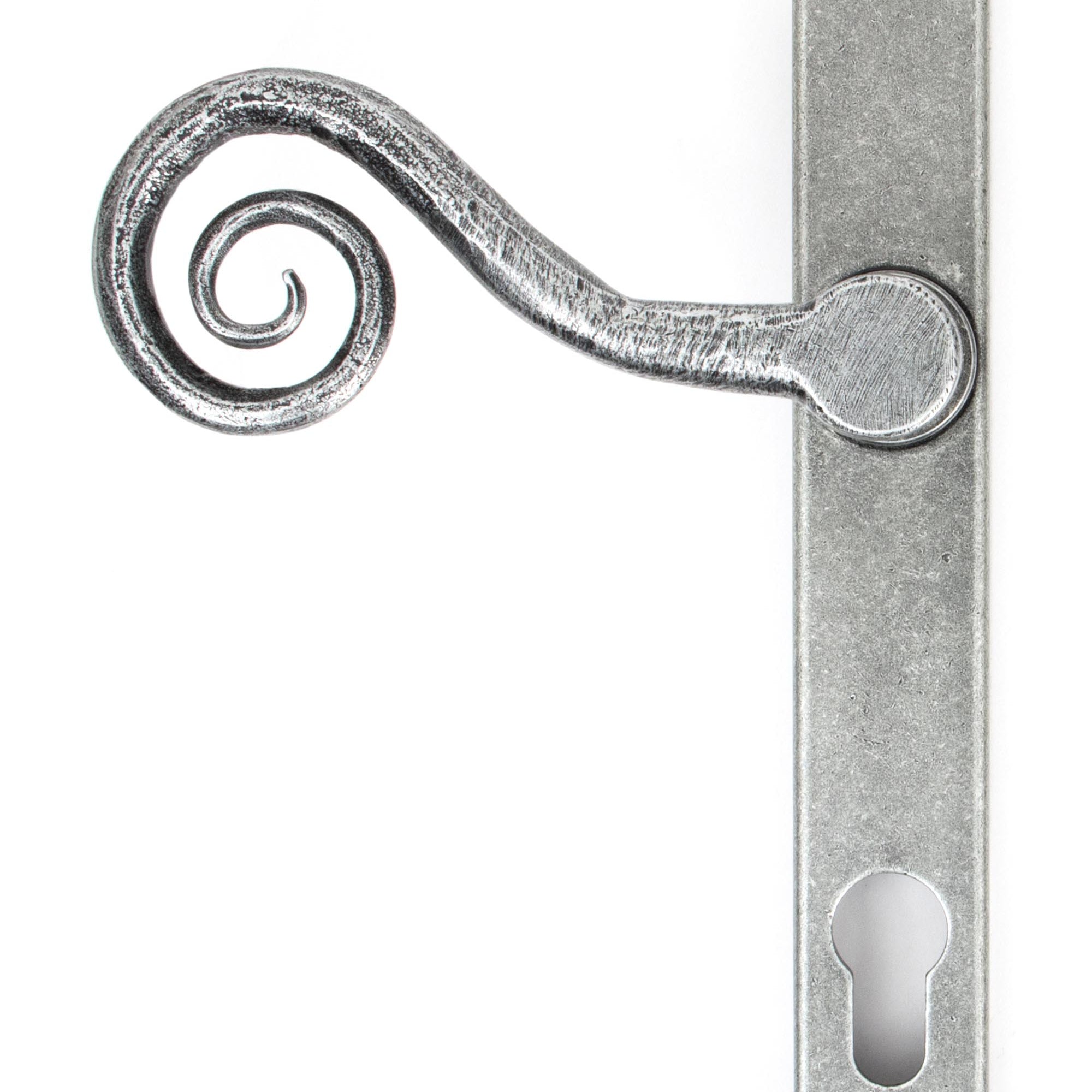 From The Anvil's Pewter Patina Monkeytail Slimline Lever Espag. Lock Set