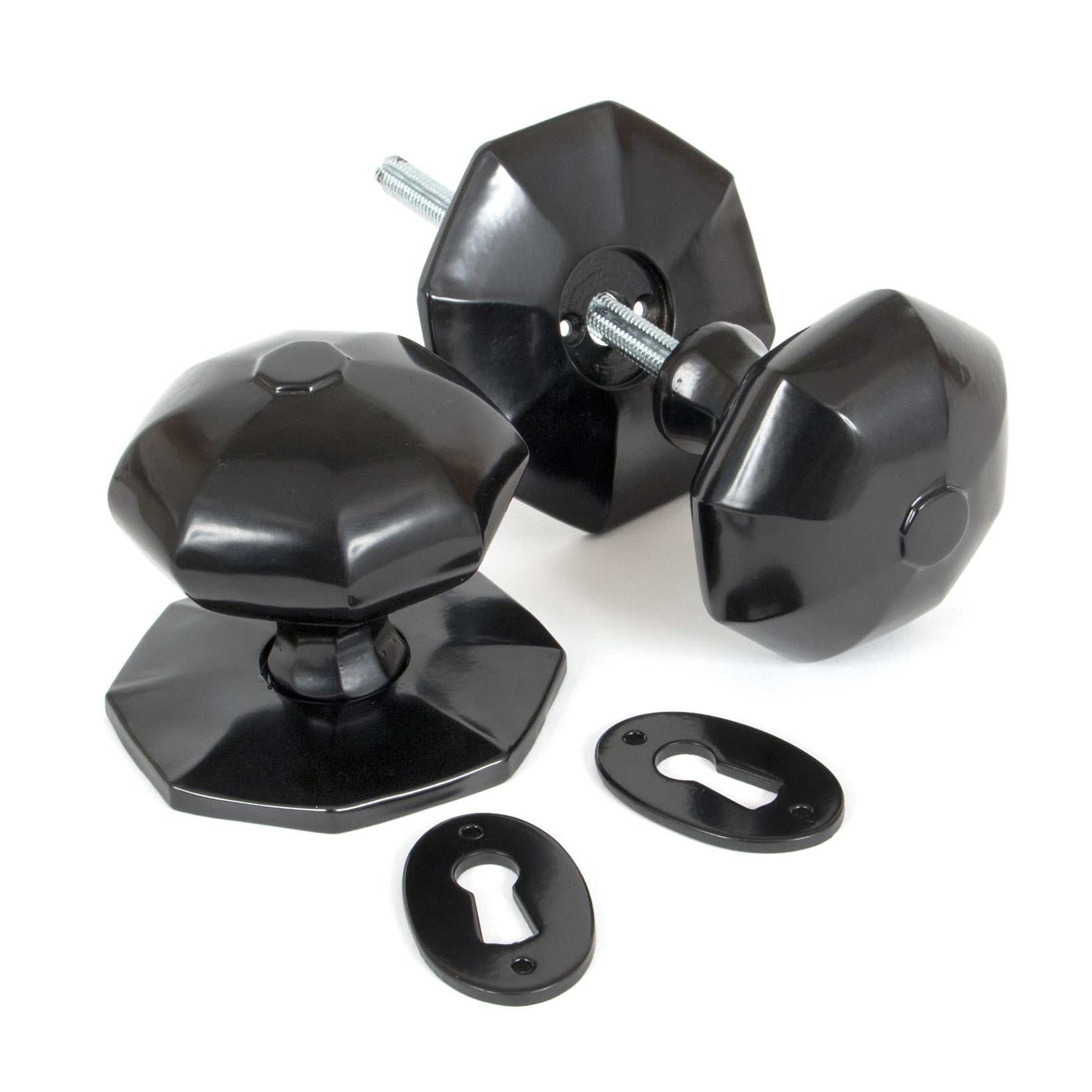 From The Anvil's Black Octagonal Mortice/Rim Knob Set