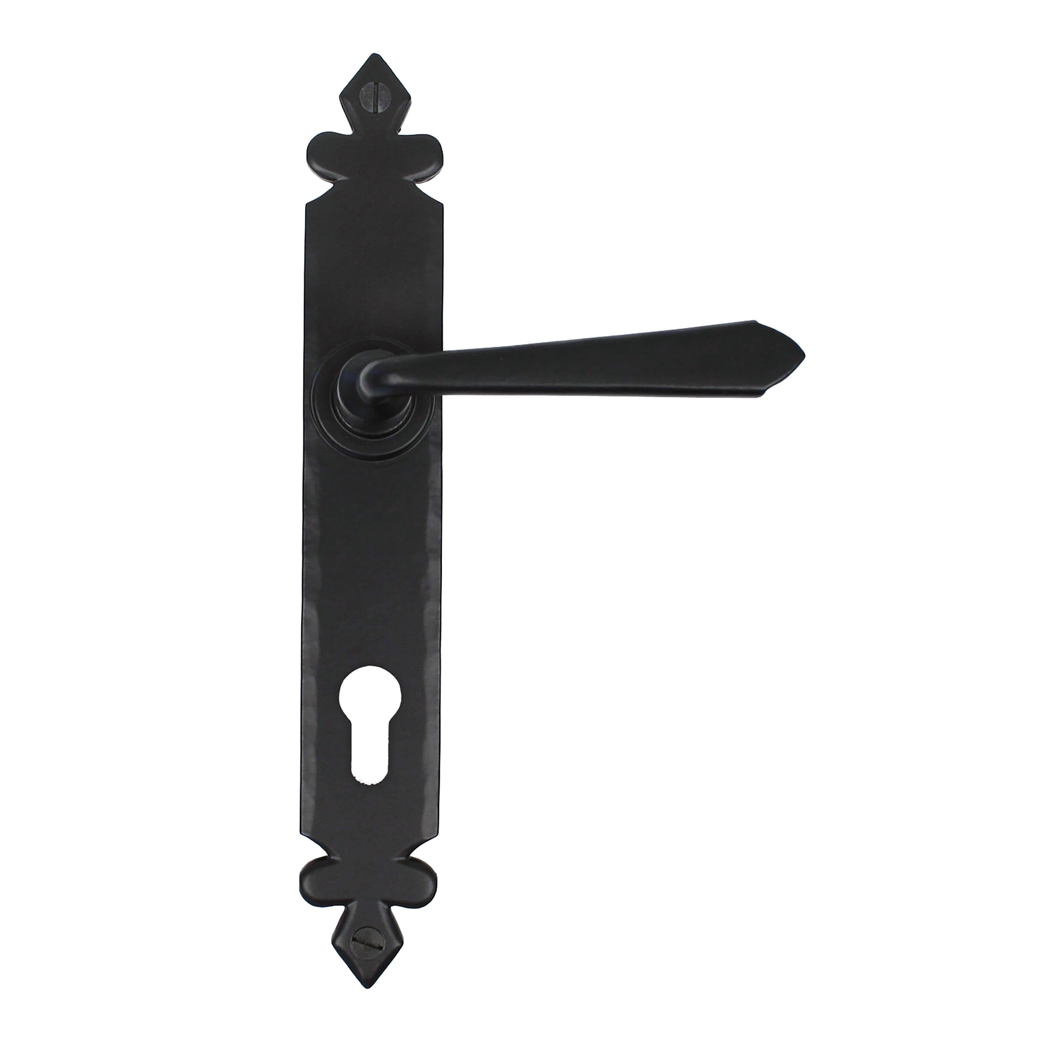 From The Anvil's Black Cromwell Lever Espag. Lock Set