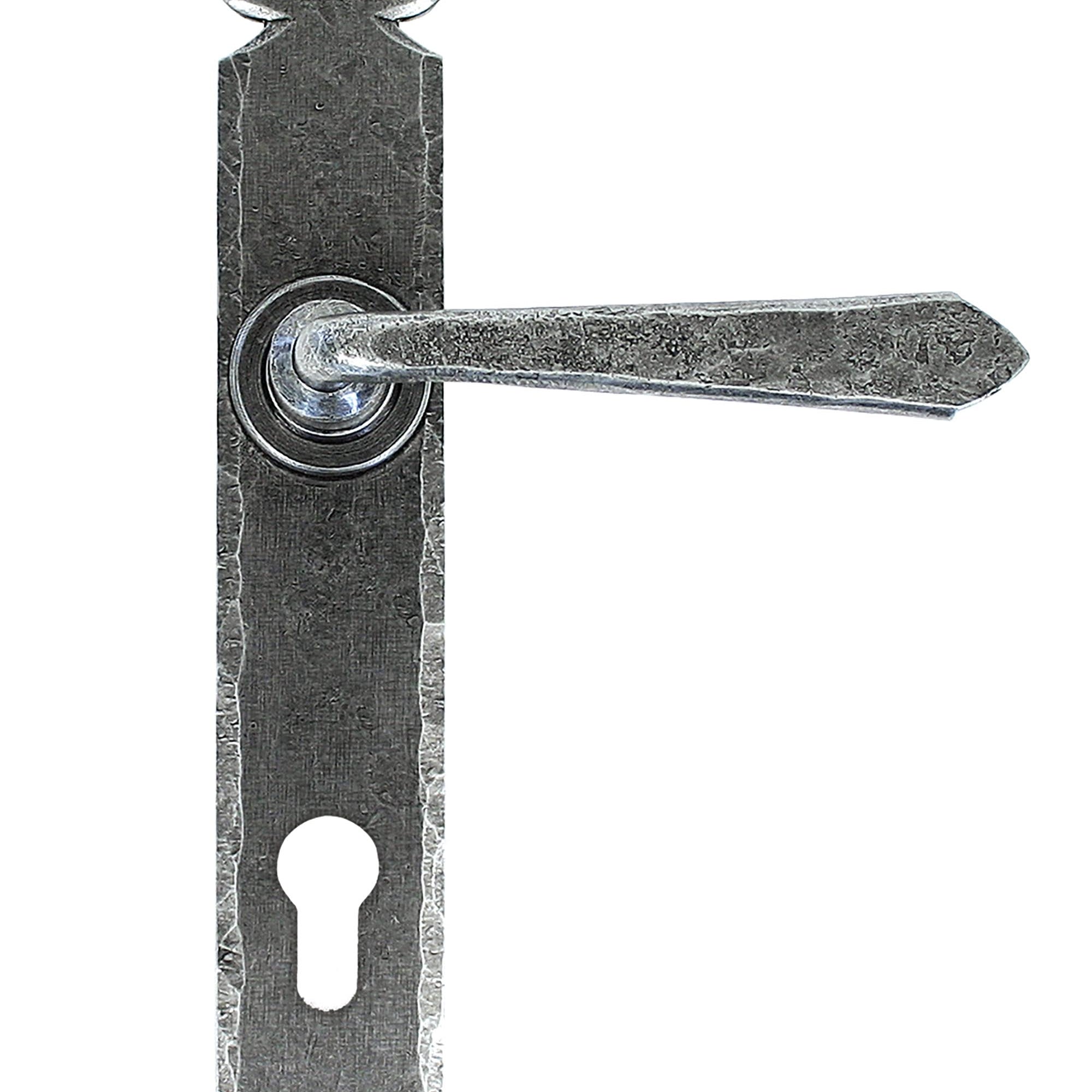 From The Anvil's Pewter Patina Cromwell Lever Espag. Lock Set