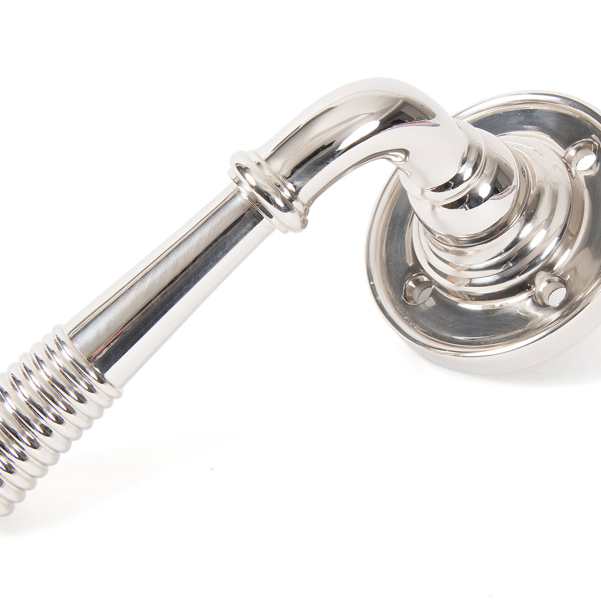 From The Anvil's Polished Nickel Reeded Lever on Rose Set