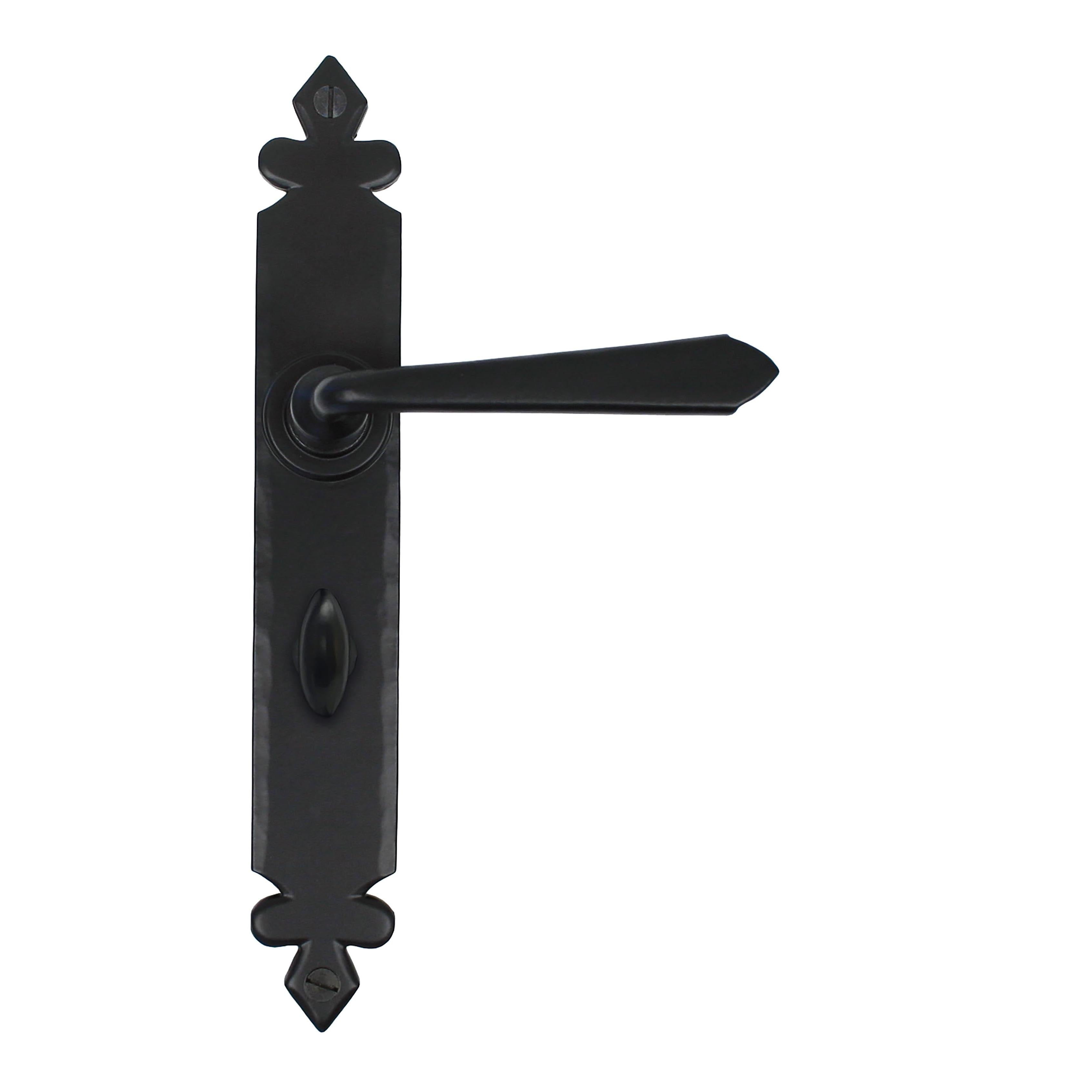 From The Anvil's Black Cromwell Lever Bathroom Set
