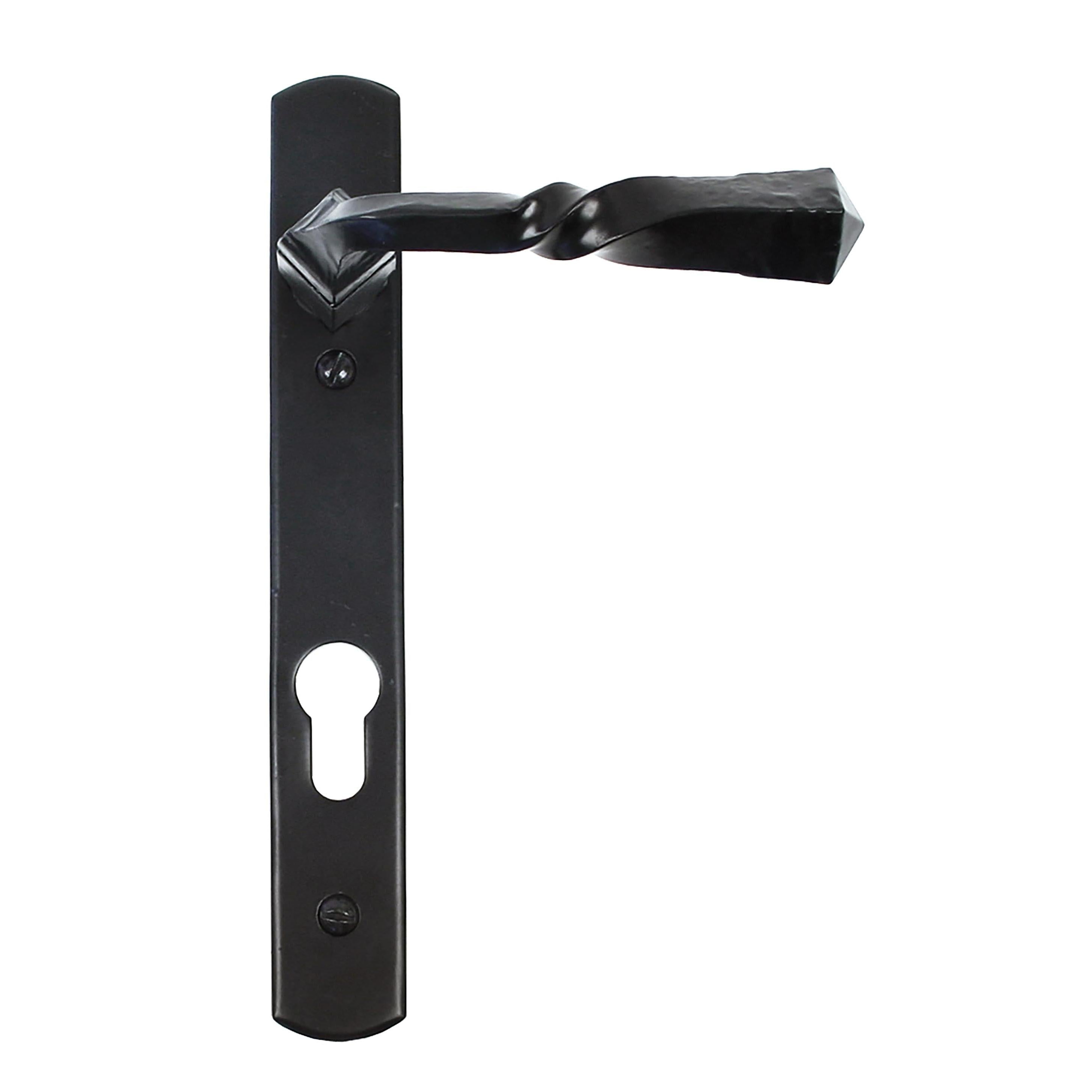 From The Anvil's Black Narrow Lever Espag. Lock Set
