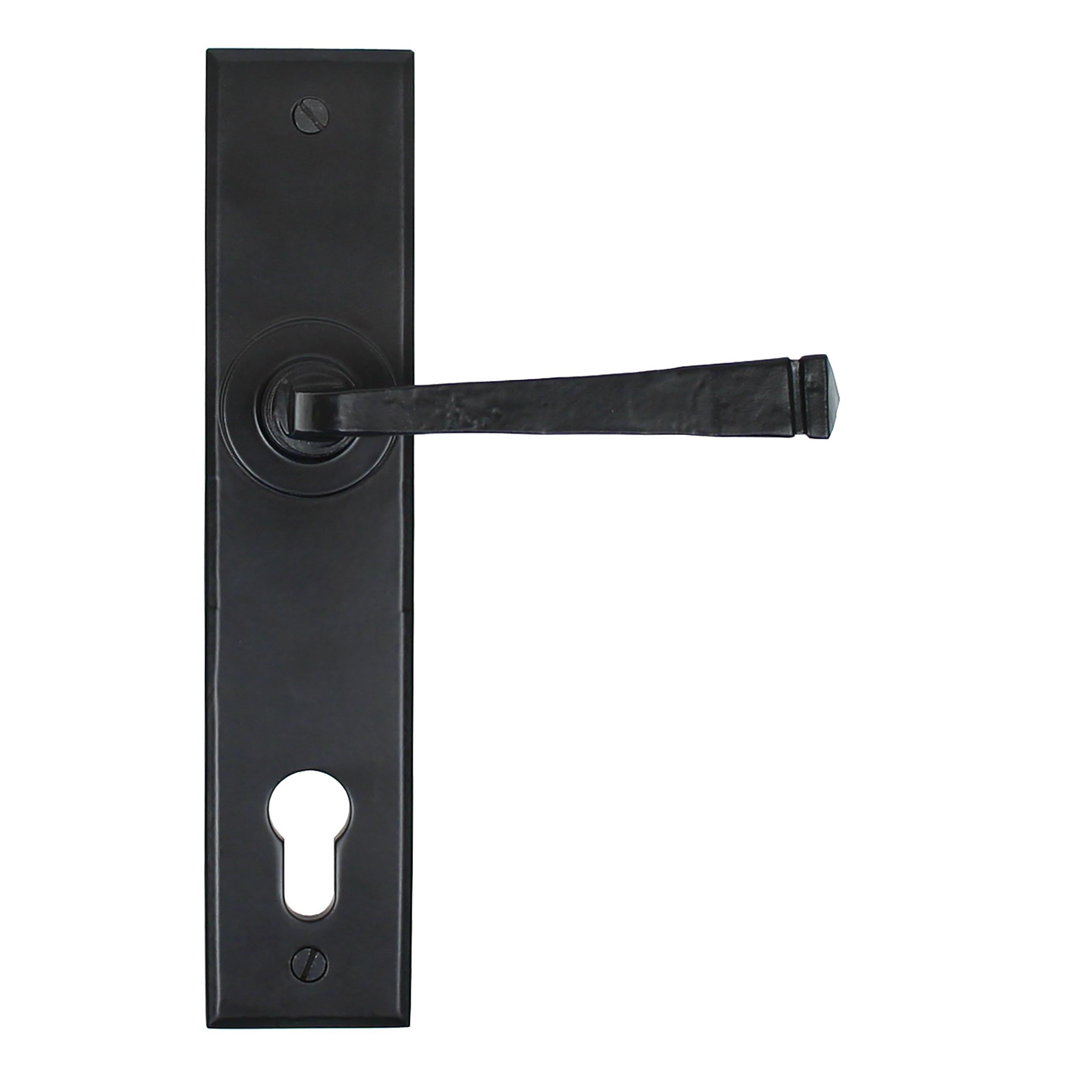 From The Anvil's Black Avon Lever Espag. Lock Set