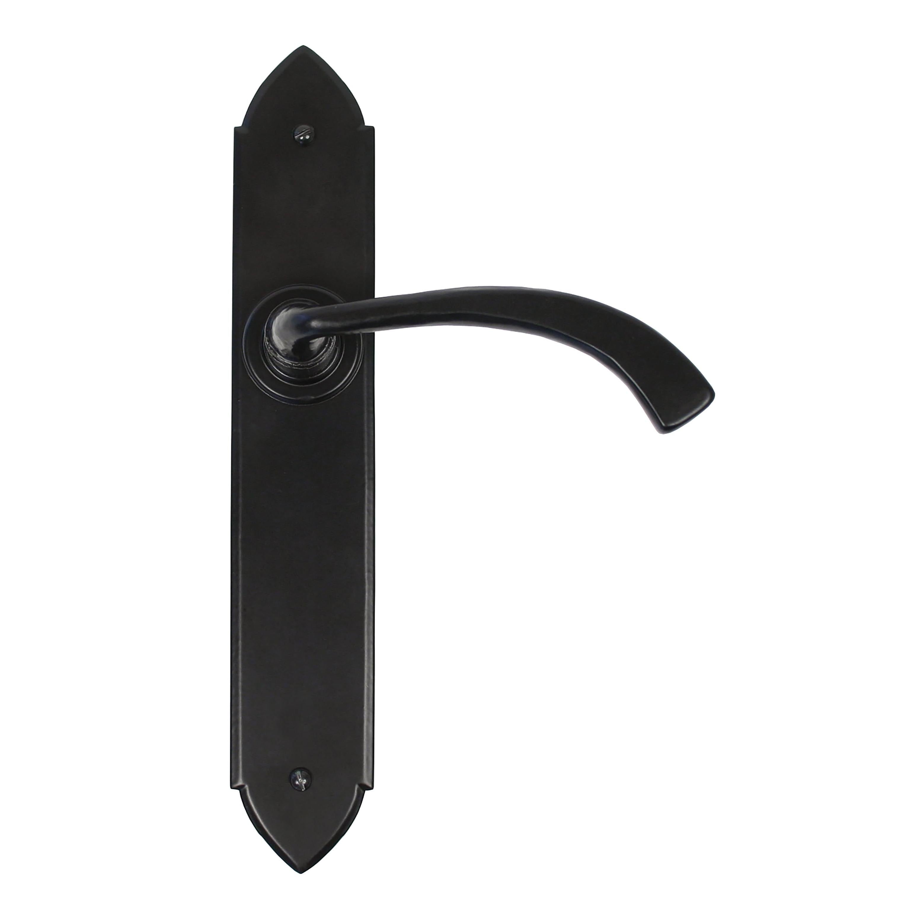 From The Anvil's Black Gothic Curved Sprung Lever Latch Set