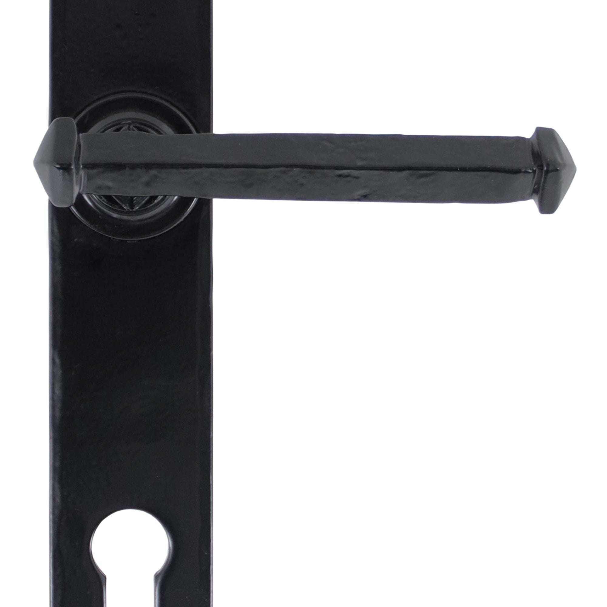 From The Anvil's Black Tudor Lever Espag. Lock Set