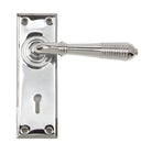 From The Anvil's Polished Chrome Reeded Lever Lock Set