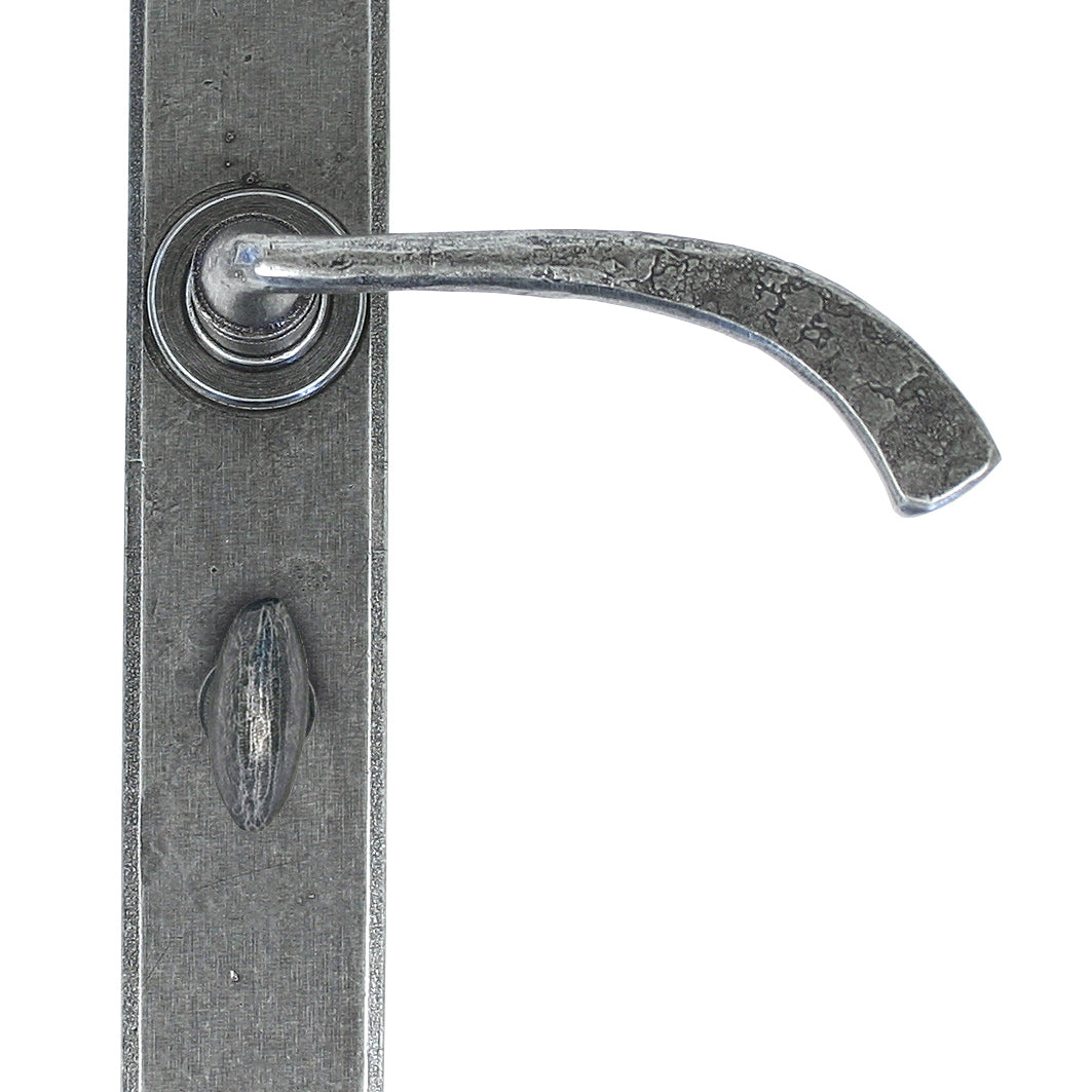 From The Anvil's Pewter Patina Gothic Curved Lever Bathroom Set