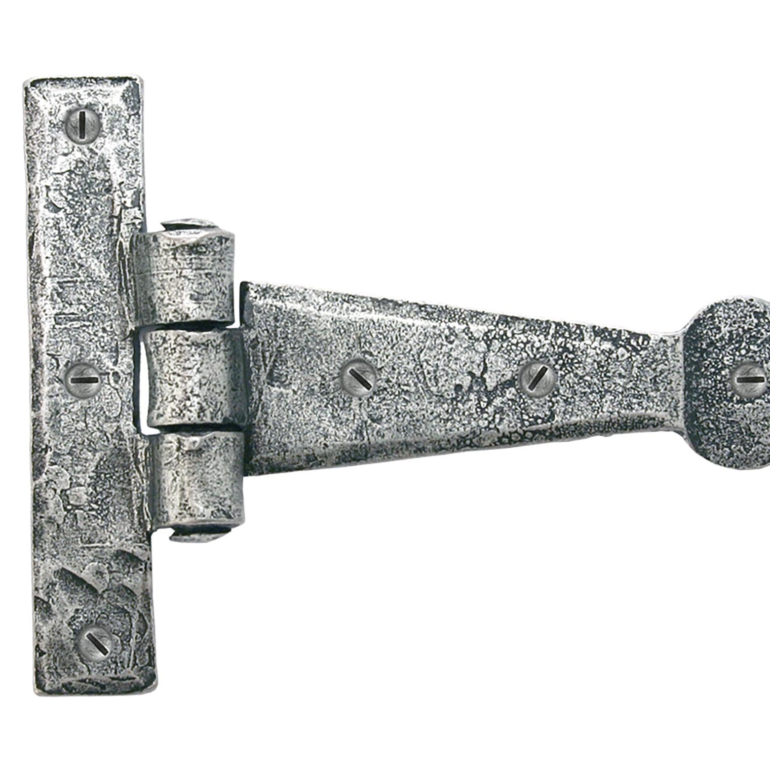 From The Anvil's Pewter Patina Penny End T Hinge (pair)