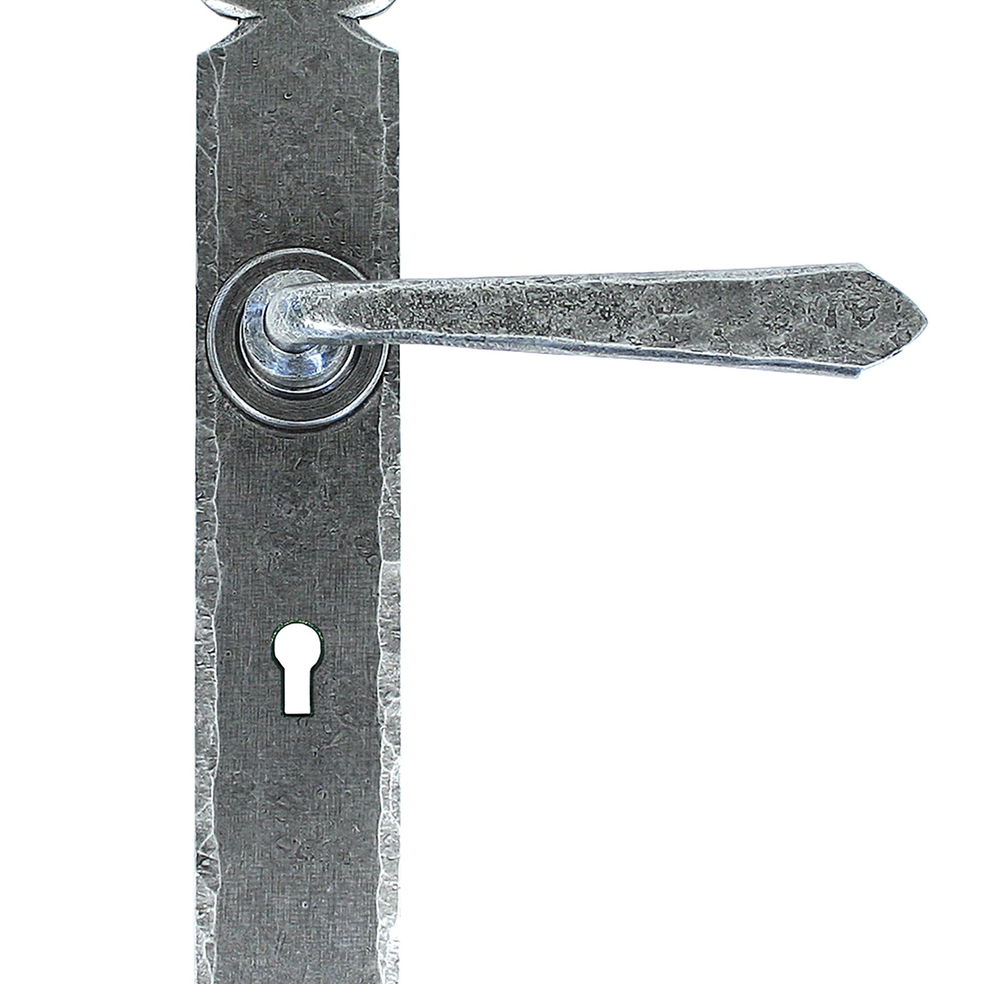 From The Anvil's Pewter Patina Cromwell Lever Lock Set