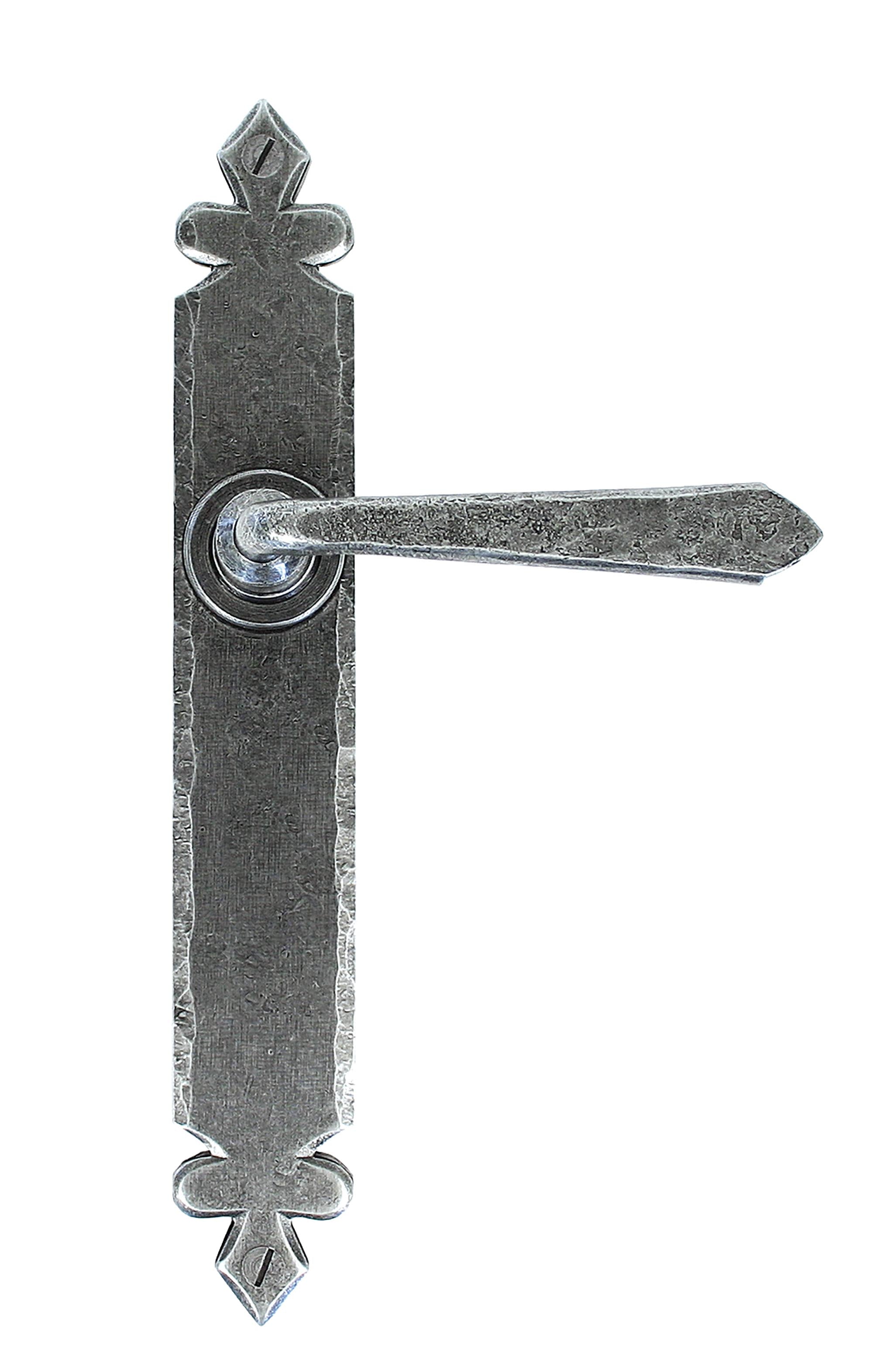 From The Anvil's Pewter Patina Cromwell Lever Latch Set