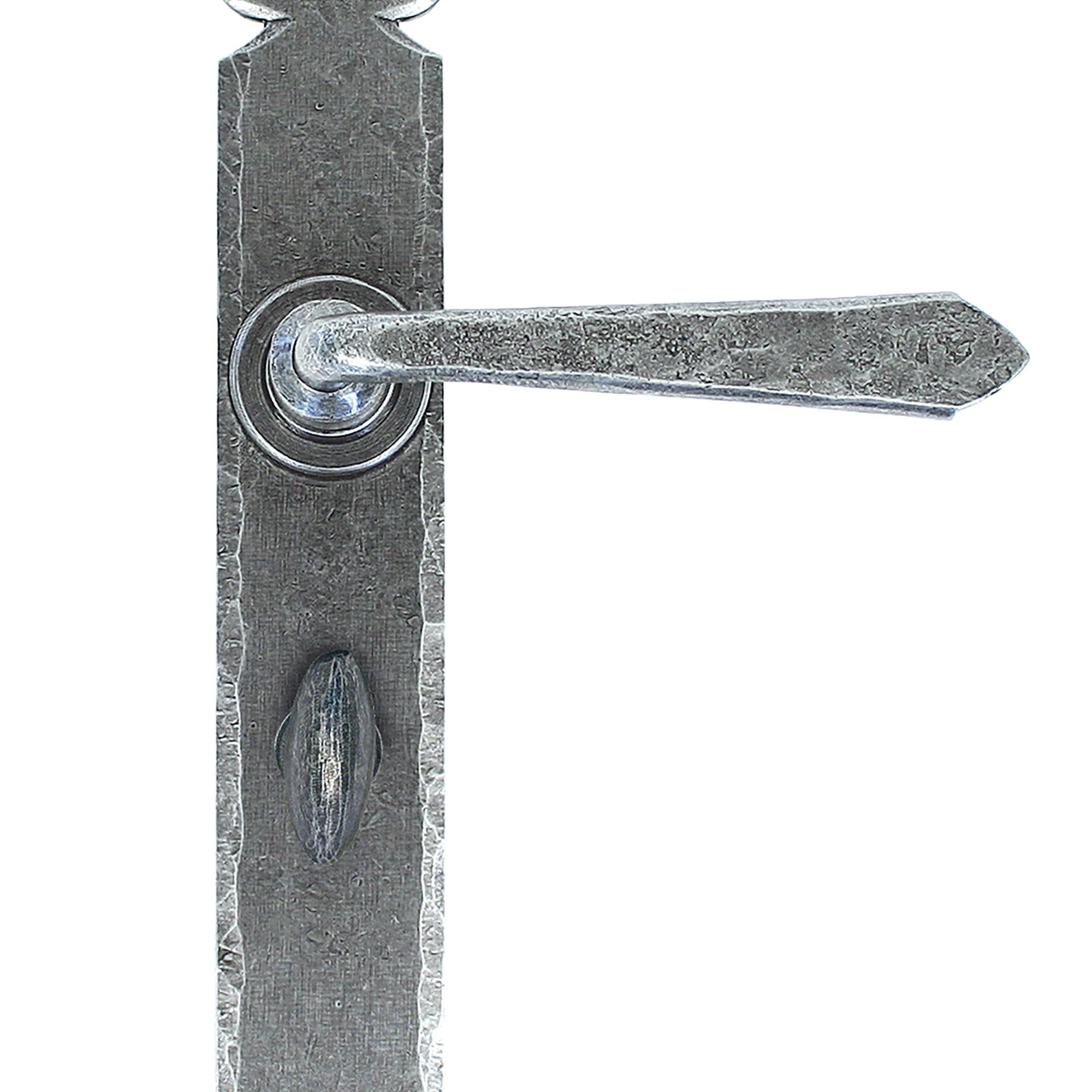 From The Anvil's Pewter Patina Cromwell Lever Bathroom Set