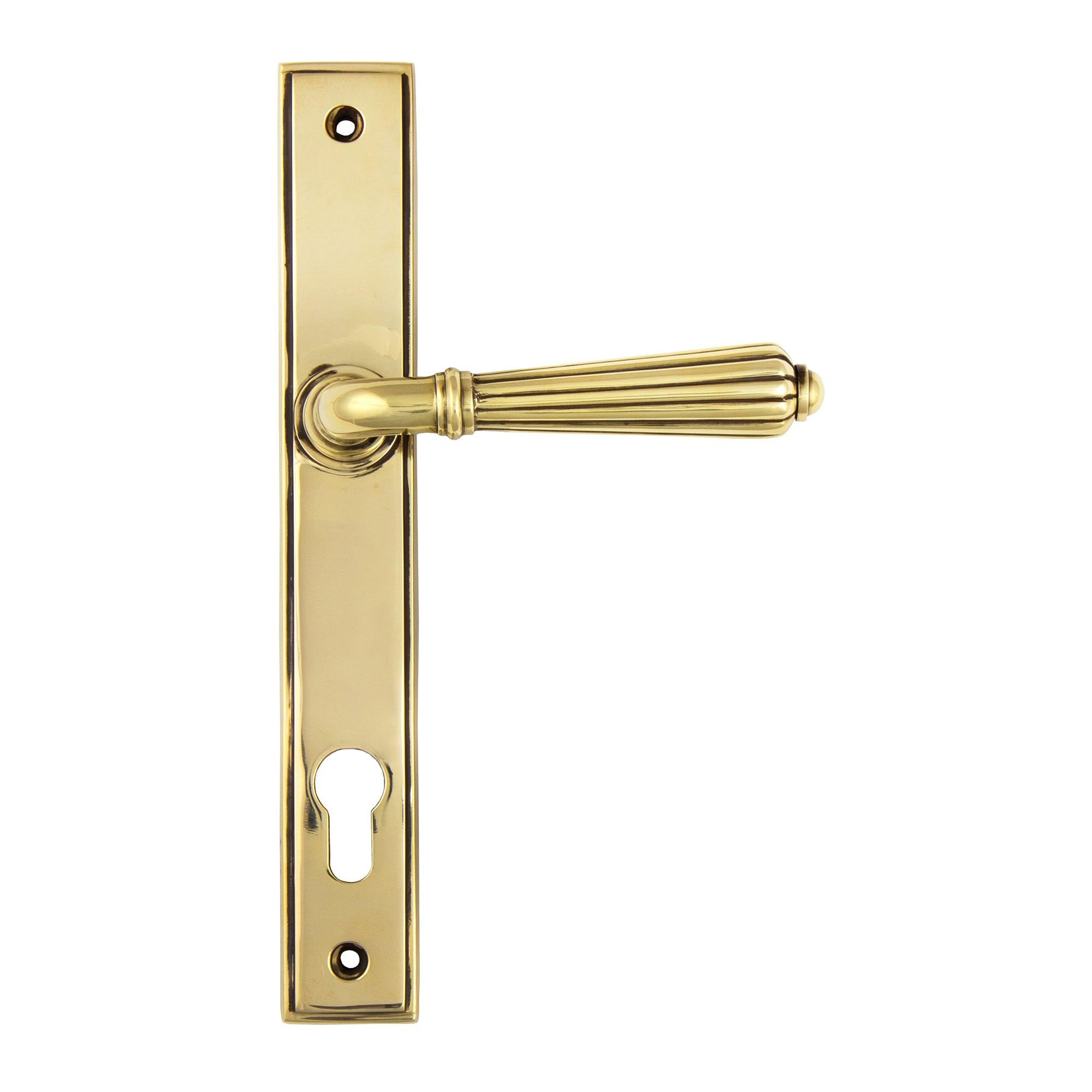 From The Anvil's Aged Brass Hinton Slimline Lever Espag. Lock Set