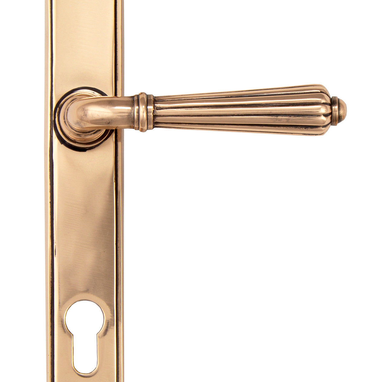 From The Anvil's Polished Bronze Hinton Slimline Lever Espag. Lock Set