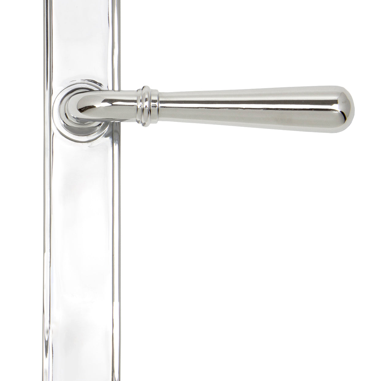 From The Anvil's Polished Chrome Newbury Slimline Lever Espag. Latch Set