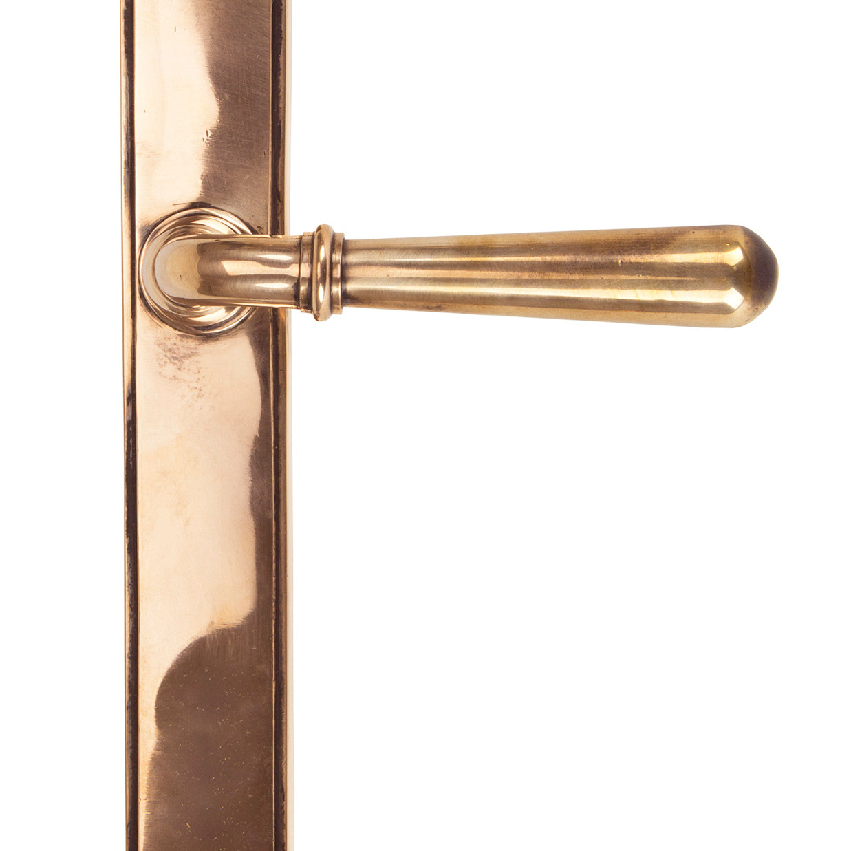 From The Anvil's Polished Bronze Newbury Slimline Lever Espag. Latch Set