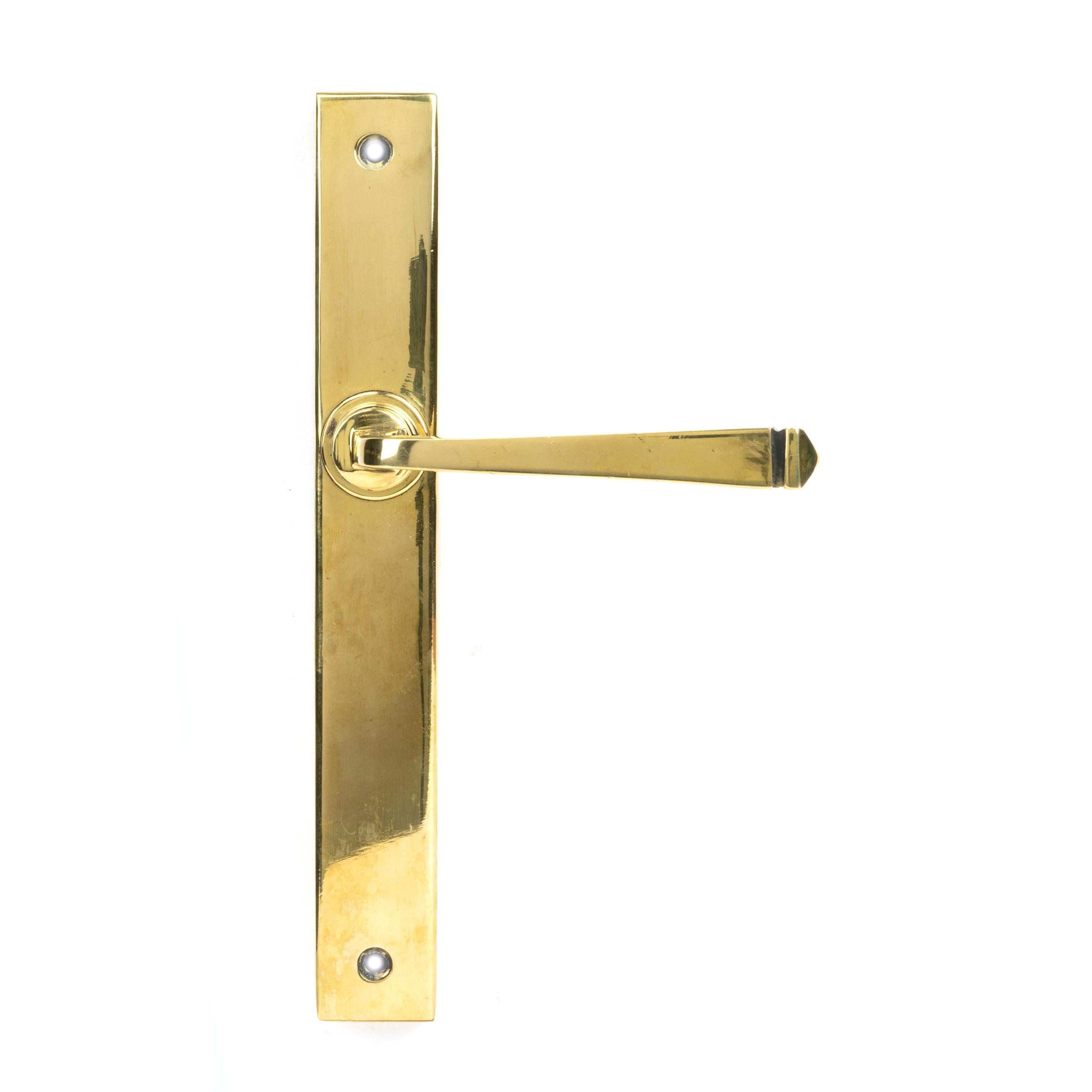 From The Anvil's Aged Brass Avon Slimline Lever Espag. Latch Set