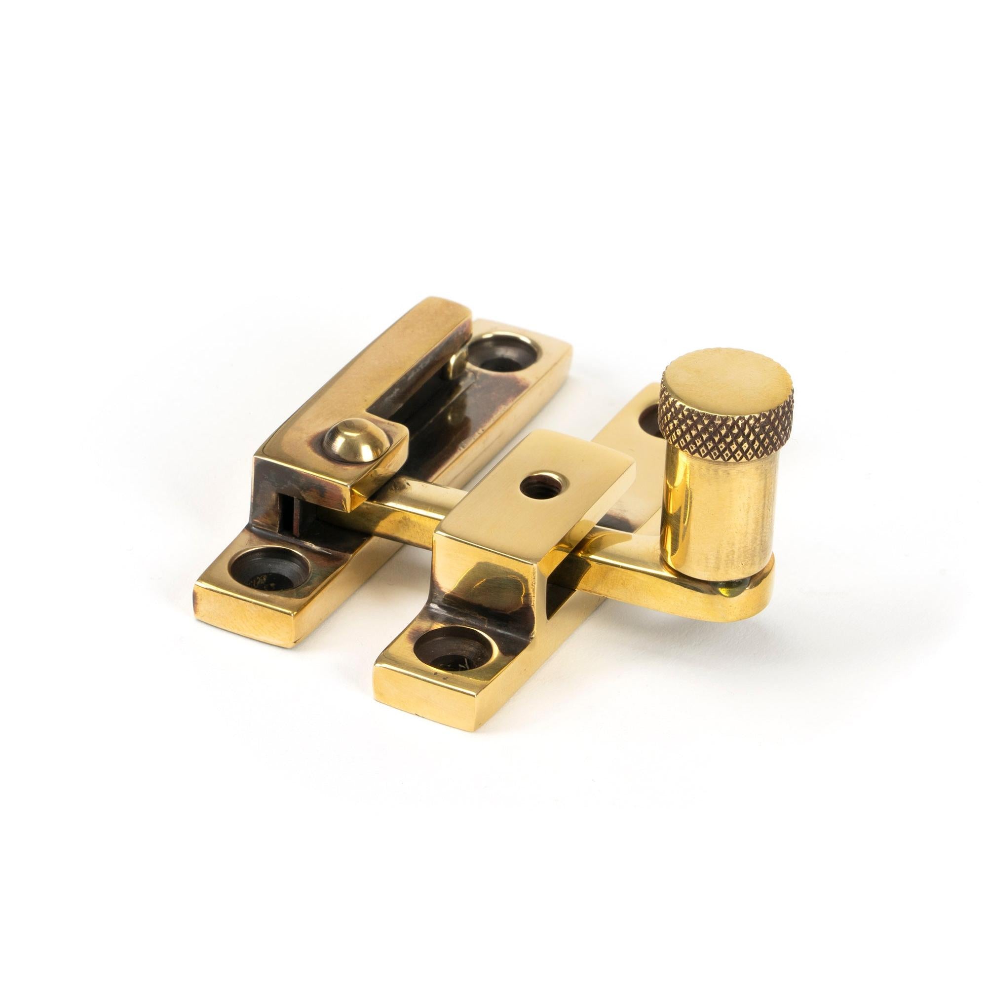 From The Anvil's Aged Brass Brompton Quadrant Fastener - Narrow