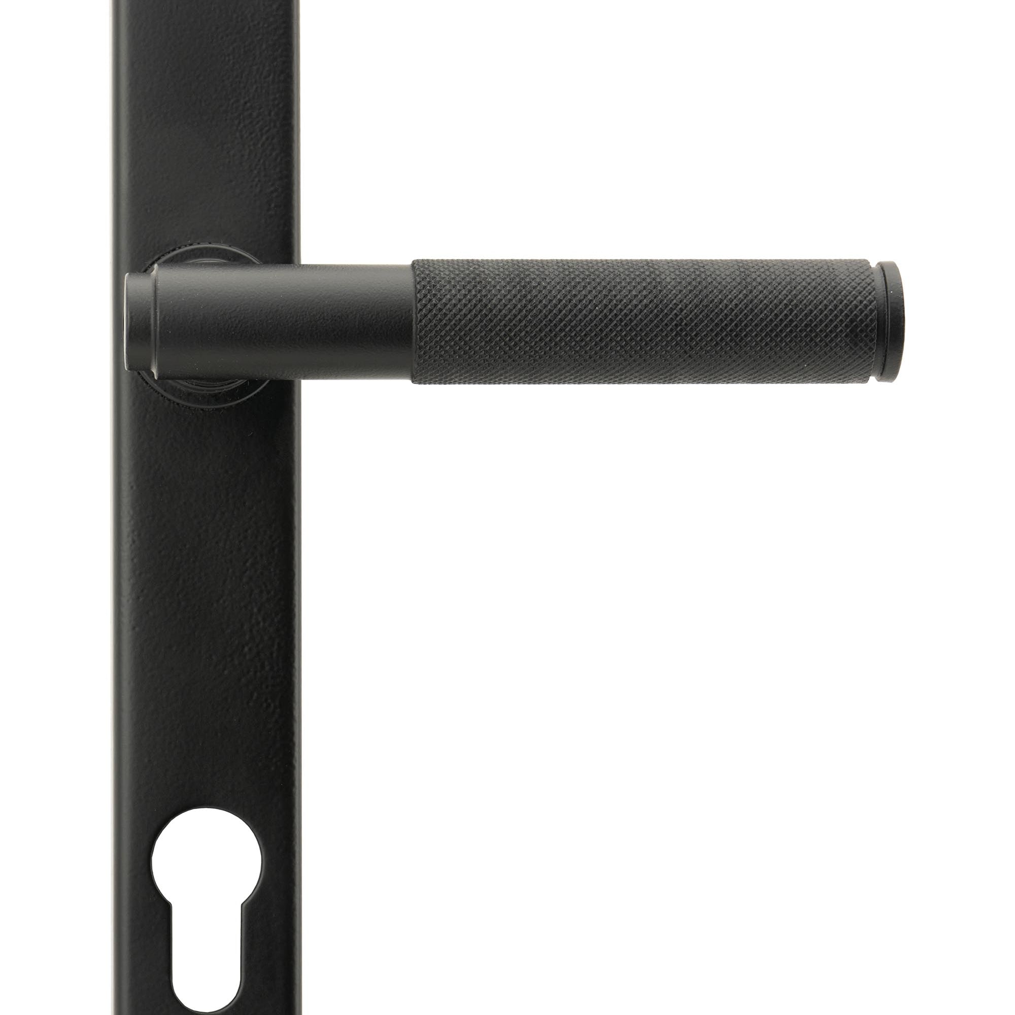 From The Anvil's Matt Black Brompton Slimline Lever Espag. Lock Set