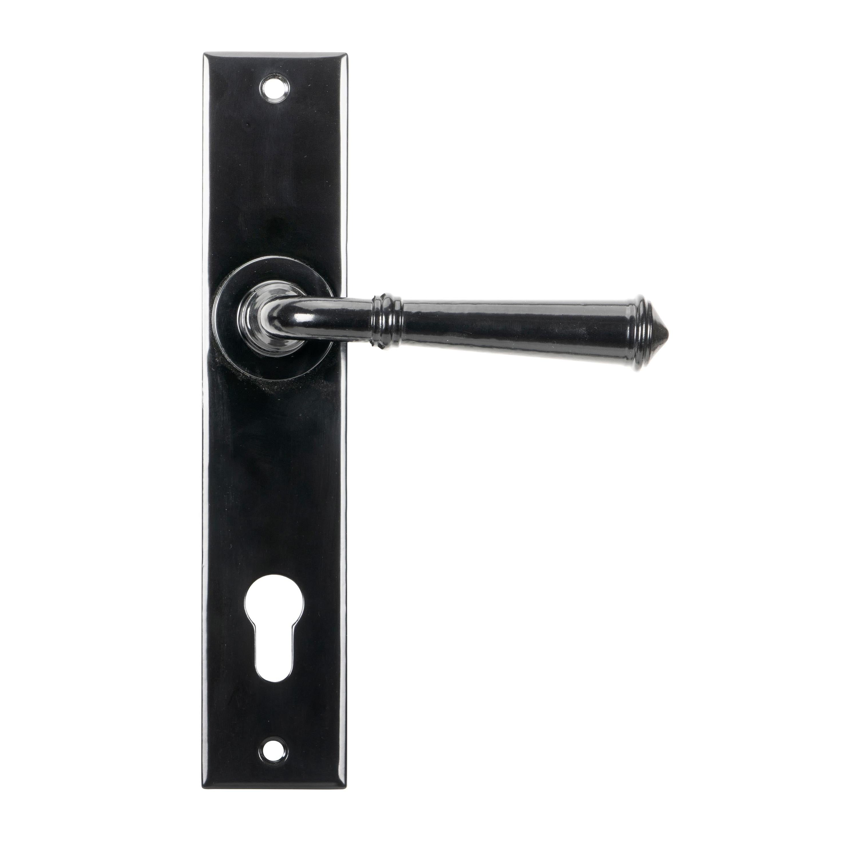 From The Anvil's Black Regency Lever Espag. Lock Set