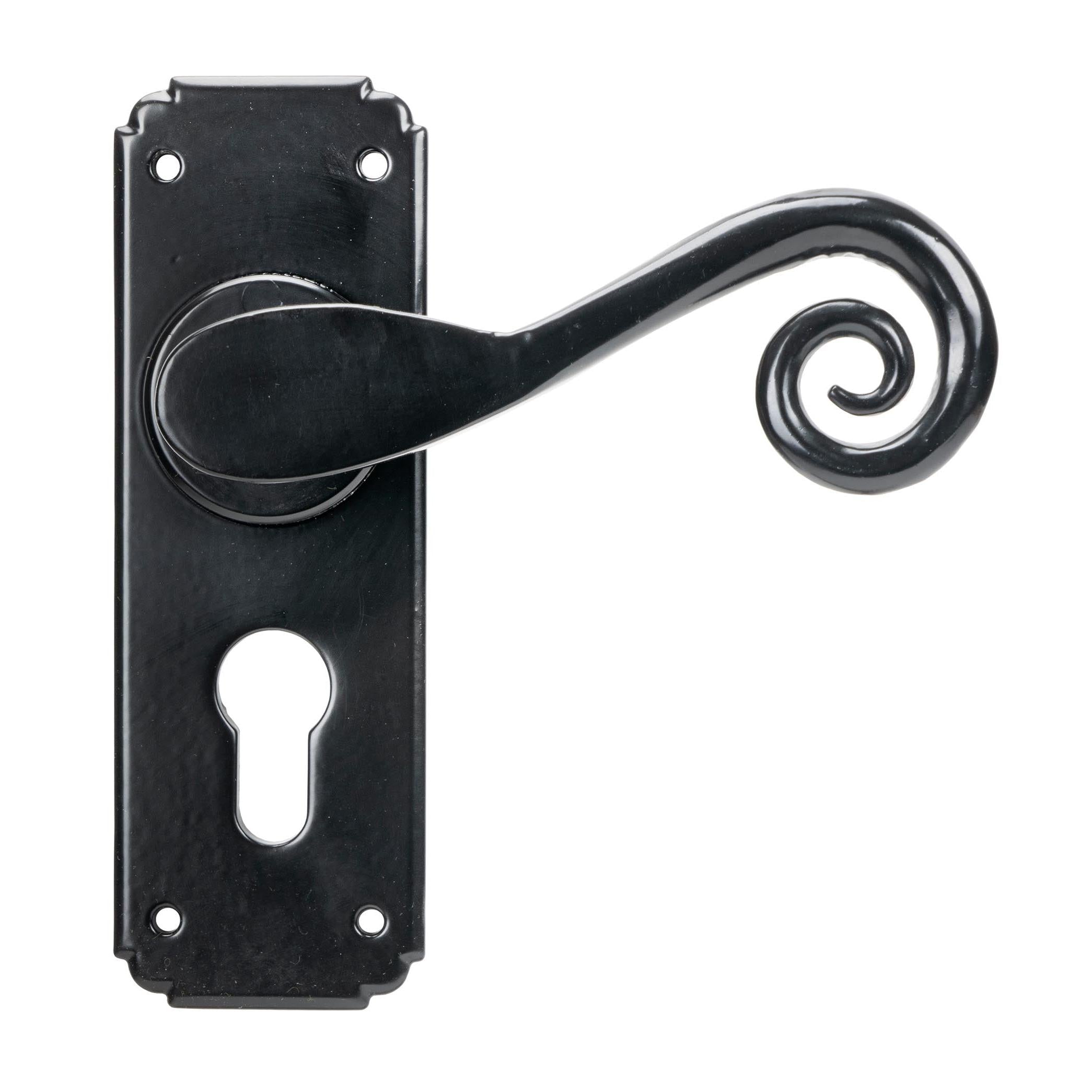 From The Anvil's Black Monkeytail Lever Euro Lock Set