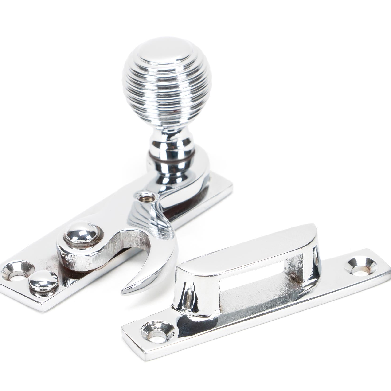 From The Anvil's Polished Chrome Beehive Sash Hook Fastener
