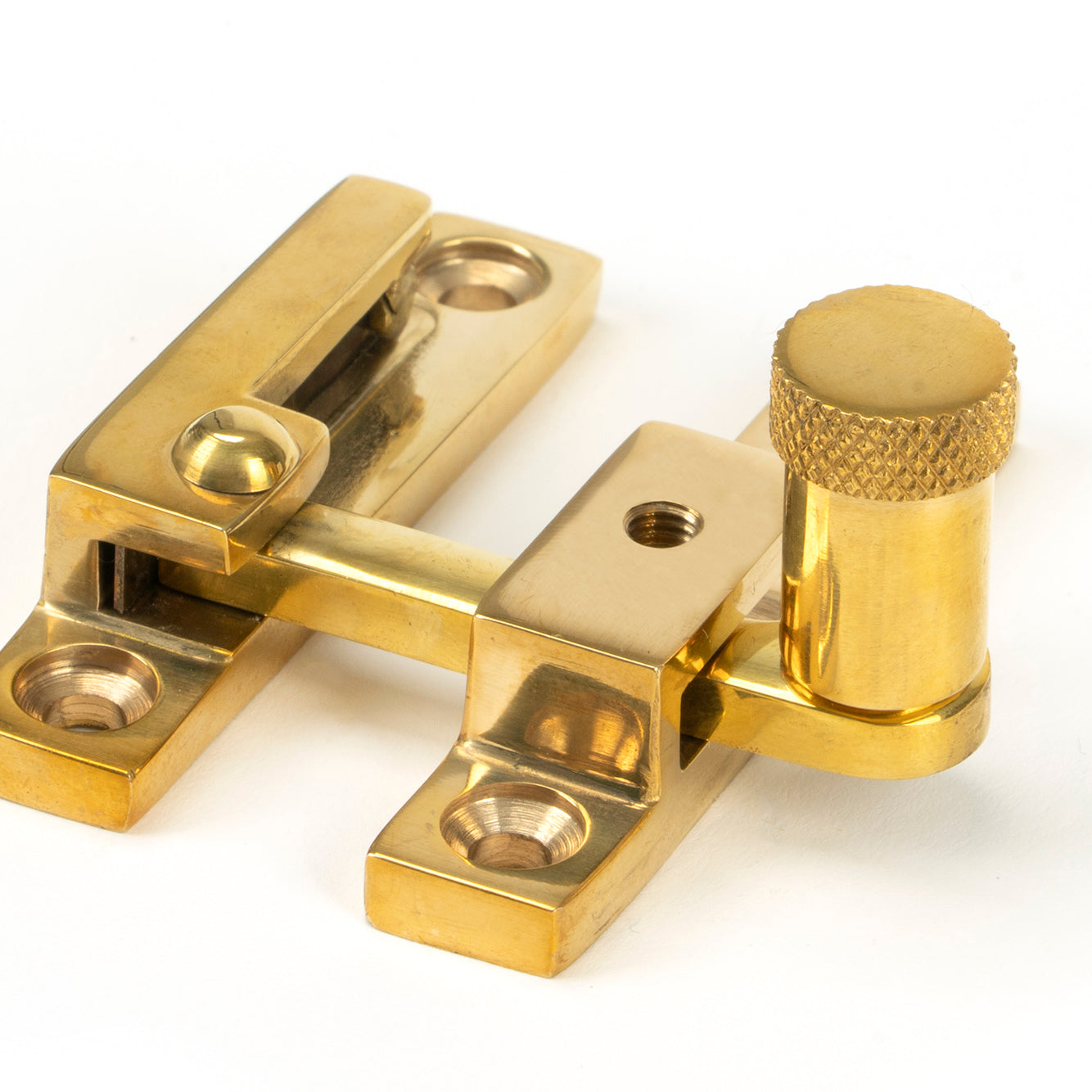 From The Anvil's Polished Brass Brompton Quadrant Fastener - Narrow