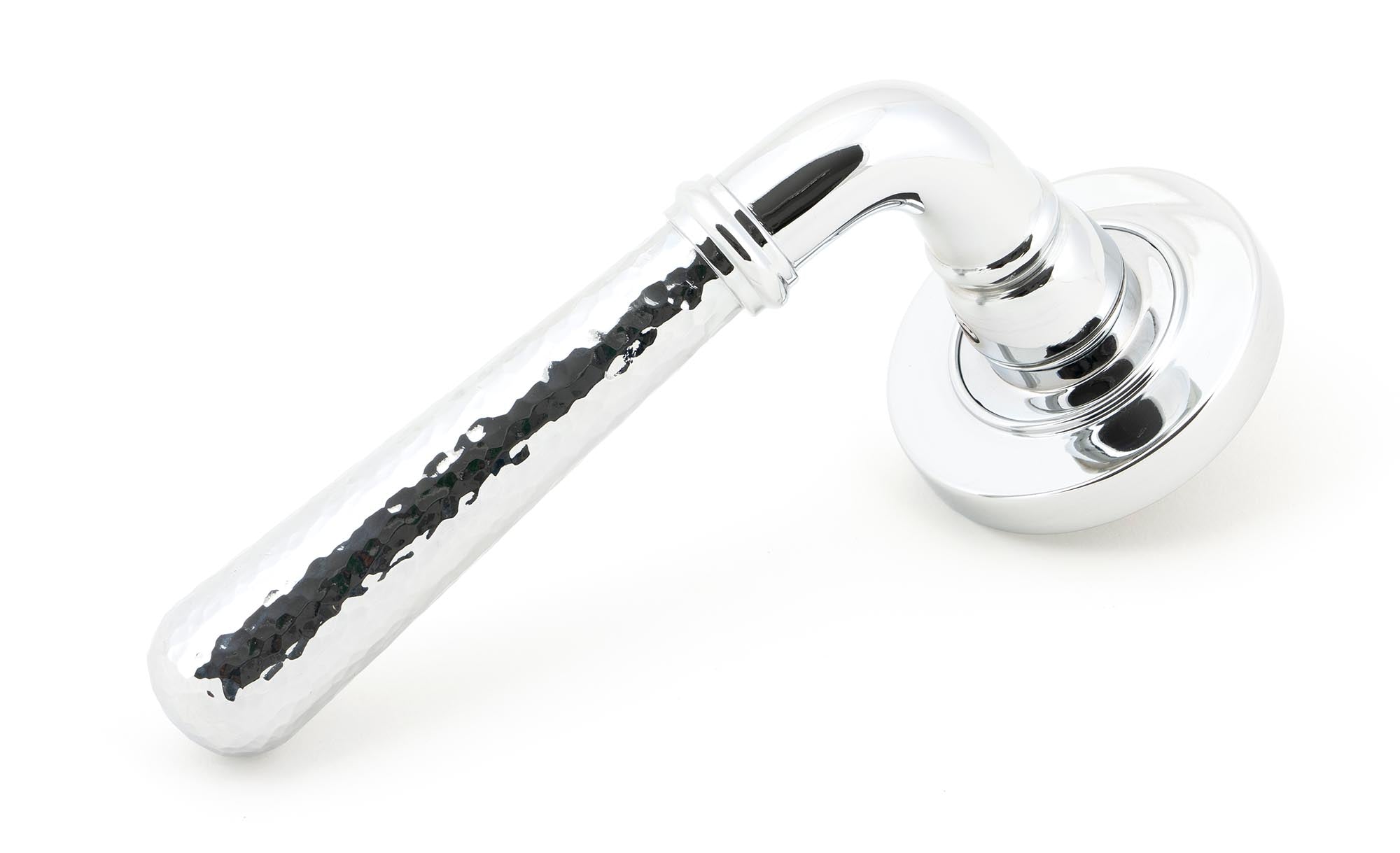 From The Anvil's Polished Chrome Hammered Newbury Lever on Rose Set (Sprung)
