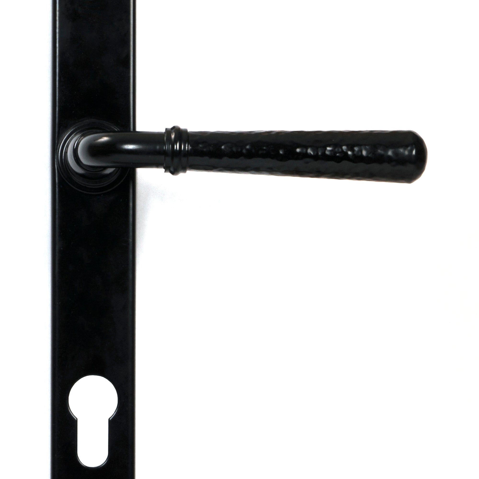 From The Anvil's Black Hammered Newbury Slimline Espag. Lock Set