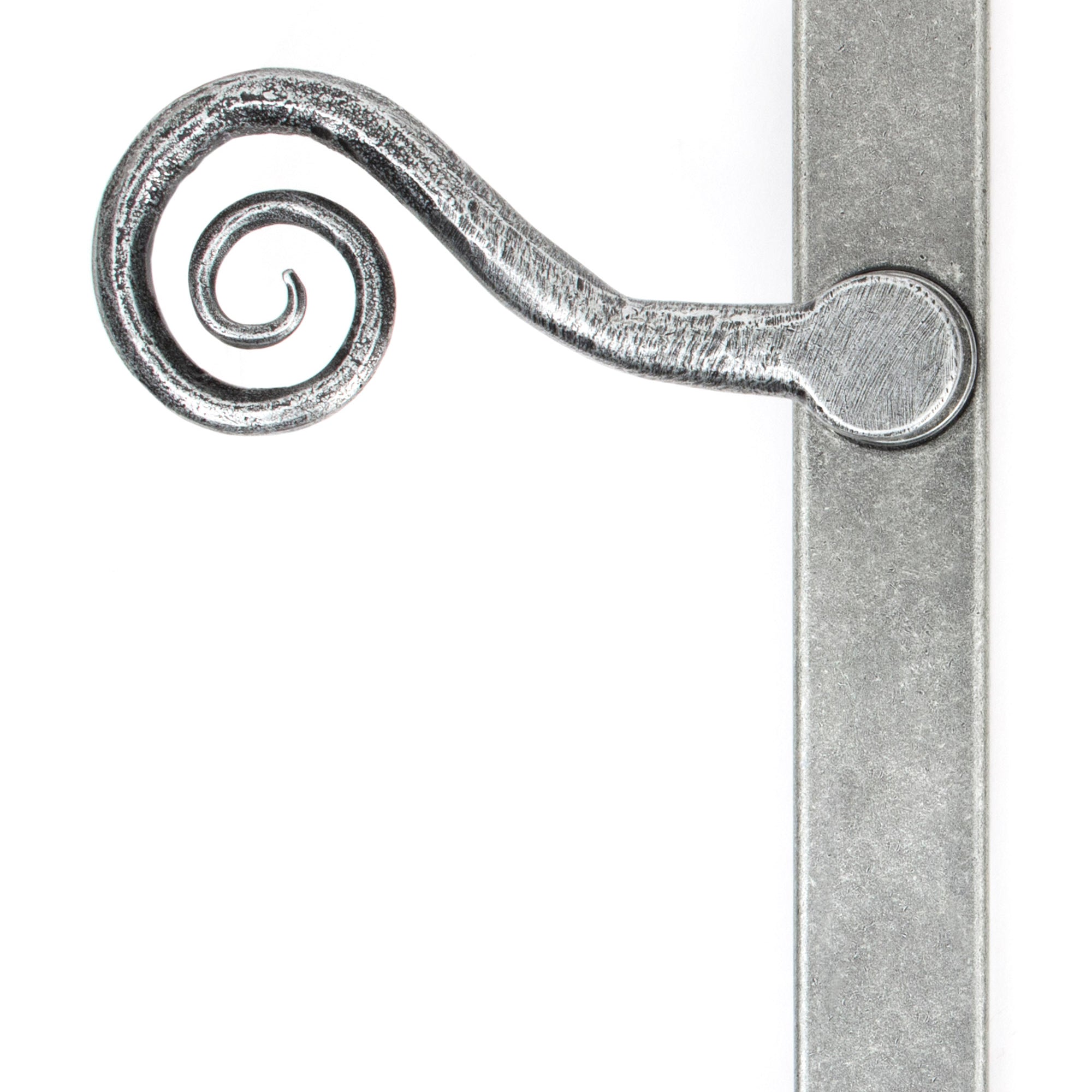 From The Anvil's Pewter Patina Monkeytail Slimline Lever Espag. Latch Set