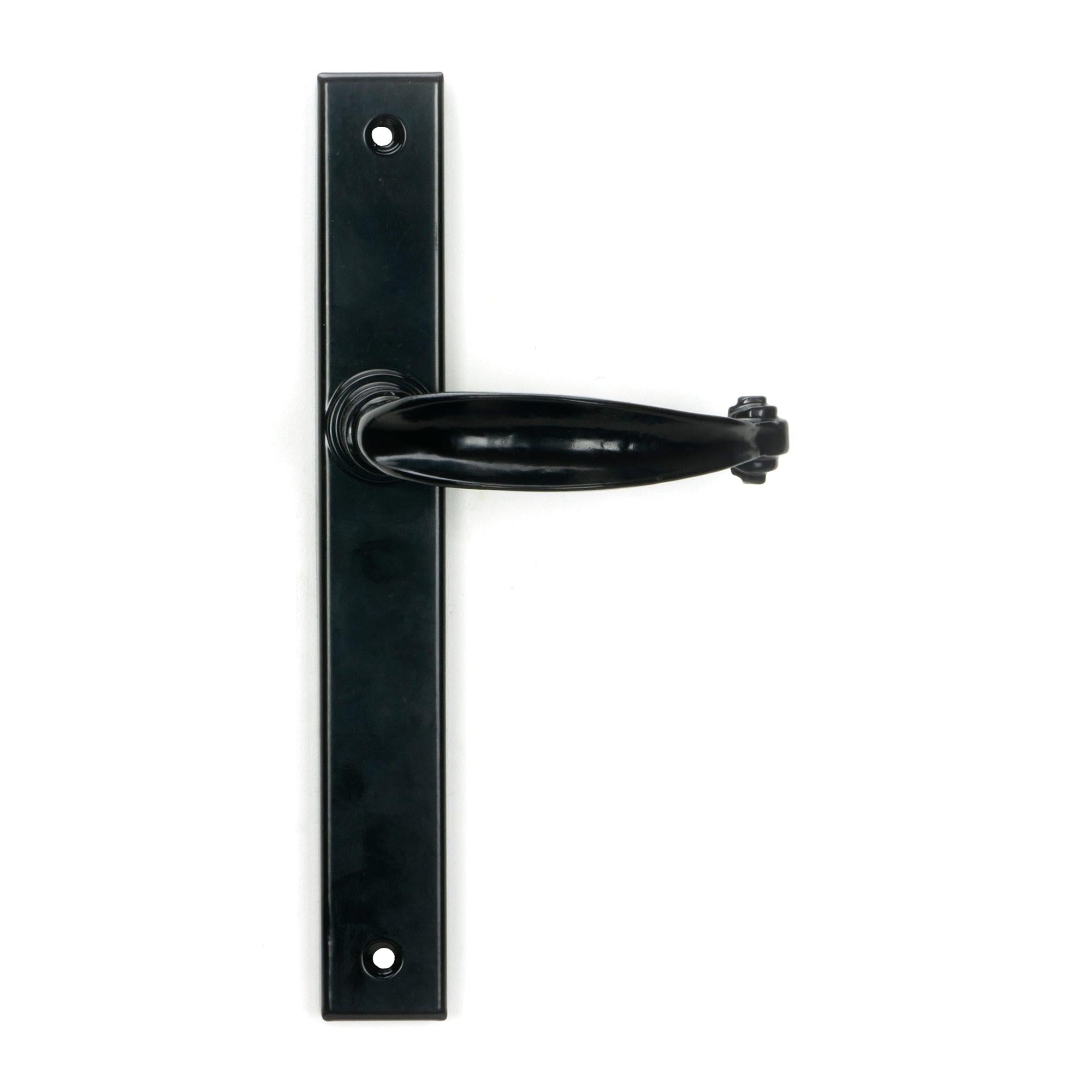 From The Anvil's Black Cottage Slimline Lever Espag. Latch Set