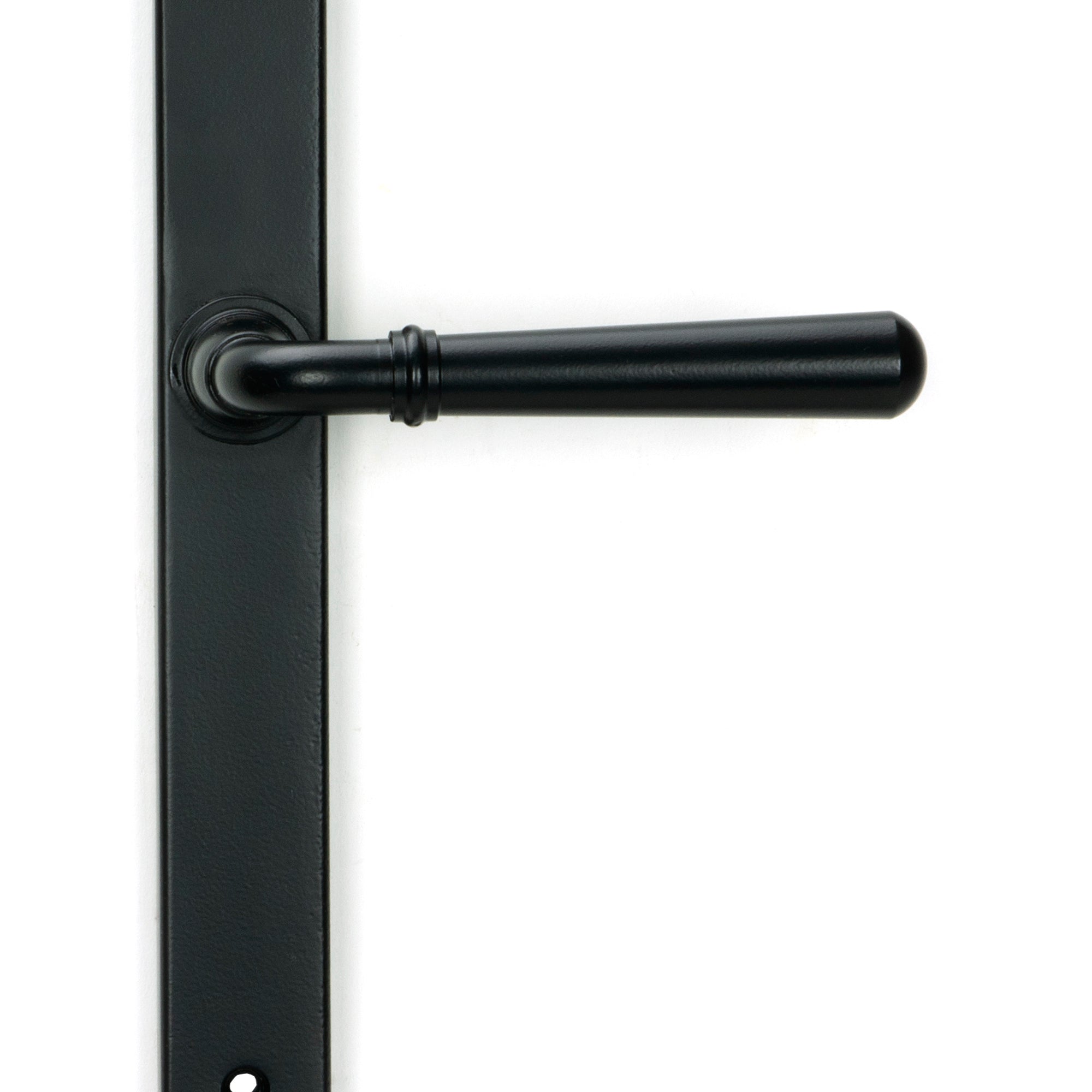 From The Anvil's Matt Black Newbury Slimline Lever Espag. Latch Set