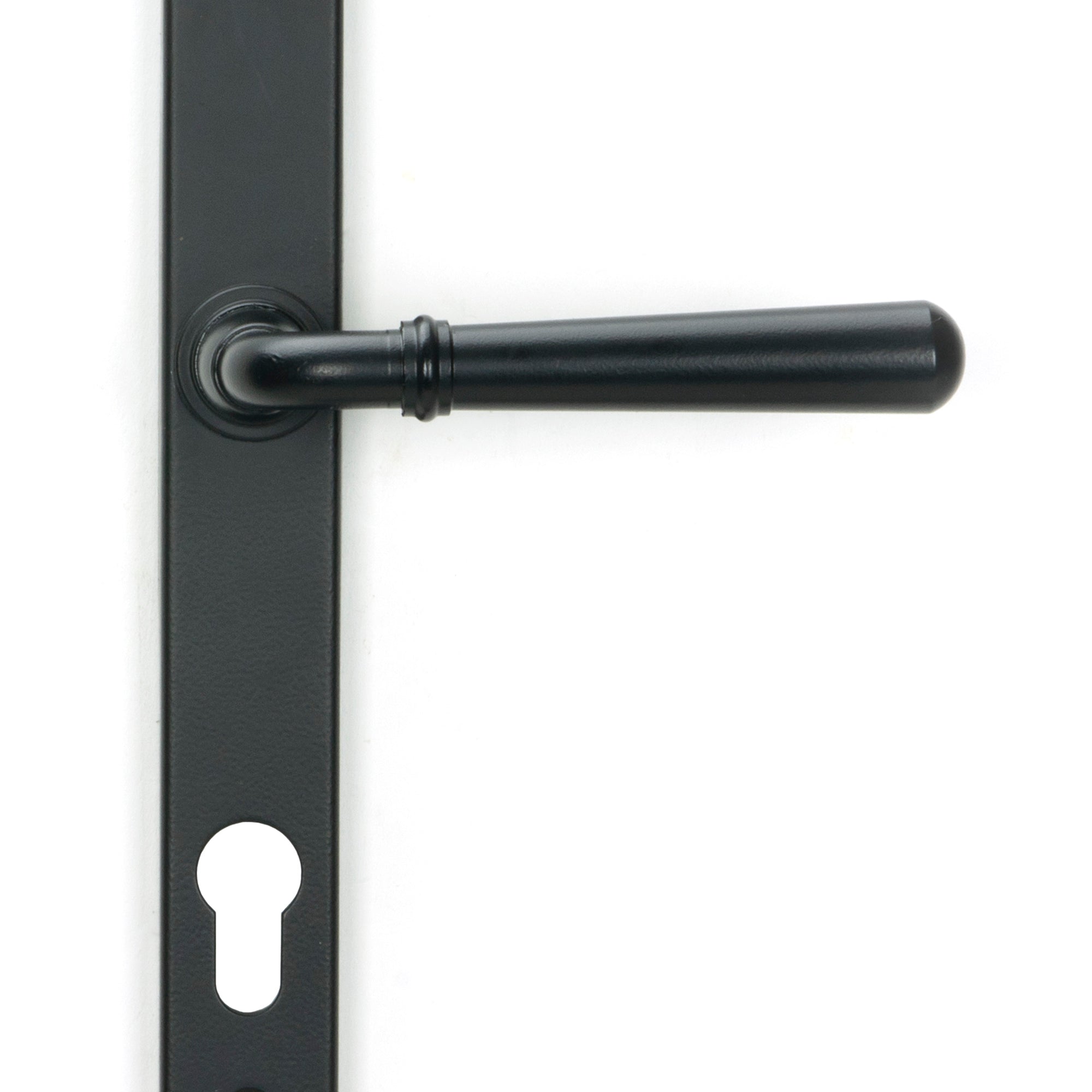 From The Anvil's Matt Black Newbury Slimline Lever Espag. Lock Set