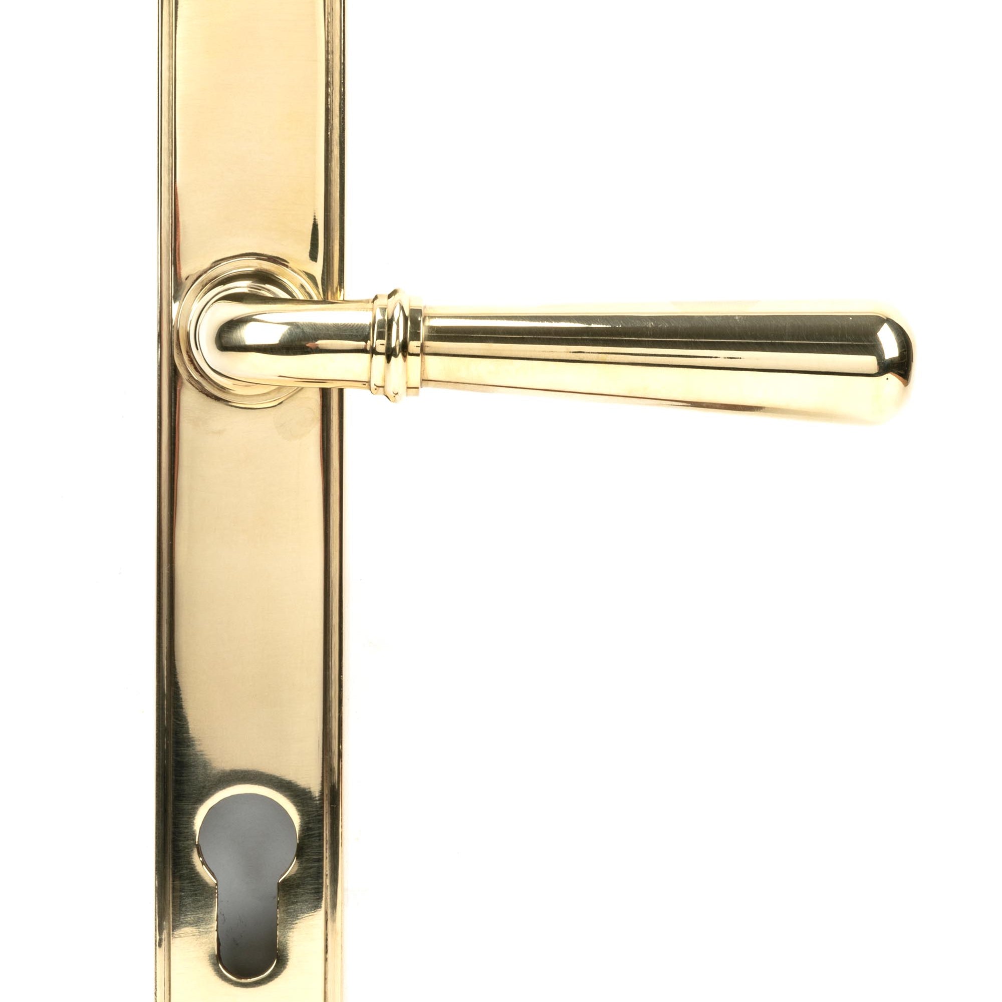 From The Anvil's Polished Brass Newbury Slimline Lever Espag. Lock Set