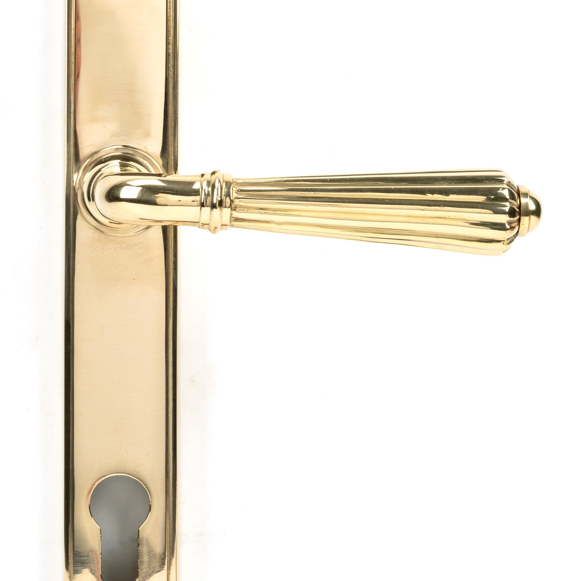 From The Anvil's Polished Brass Hinton Slimline Lever Espag. Lock Set
