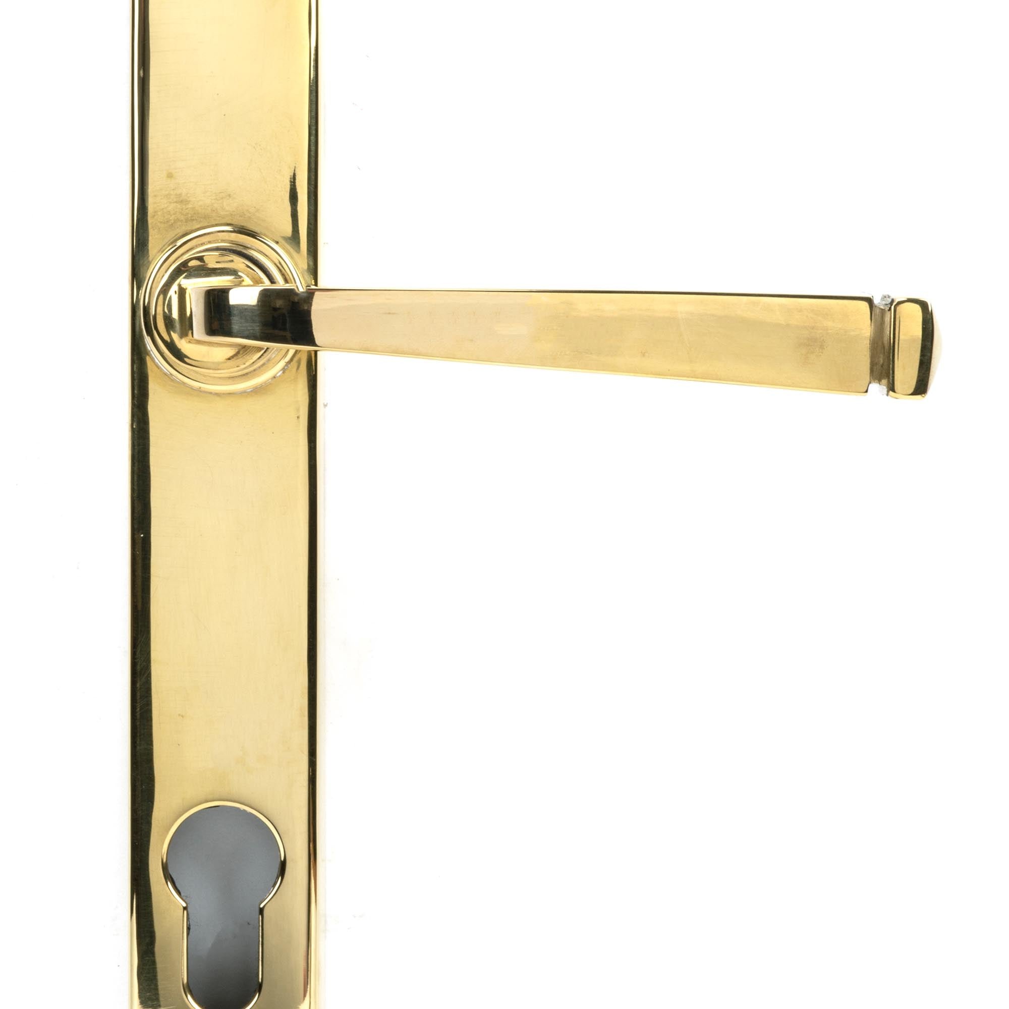 From The Anvil's Polished Brass Avon Slimline Lever Espag. Lock Set