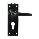 From The Anvil's Black Oak Lever Euro Lock Set