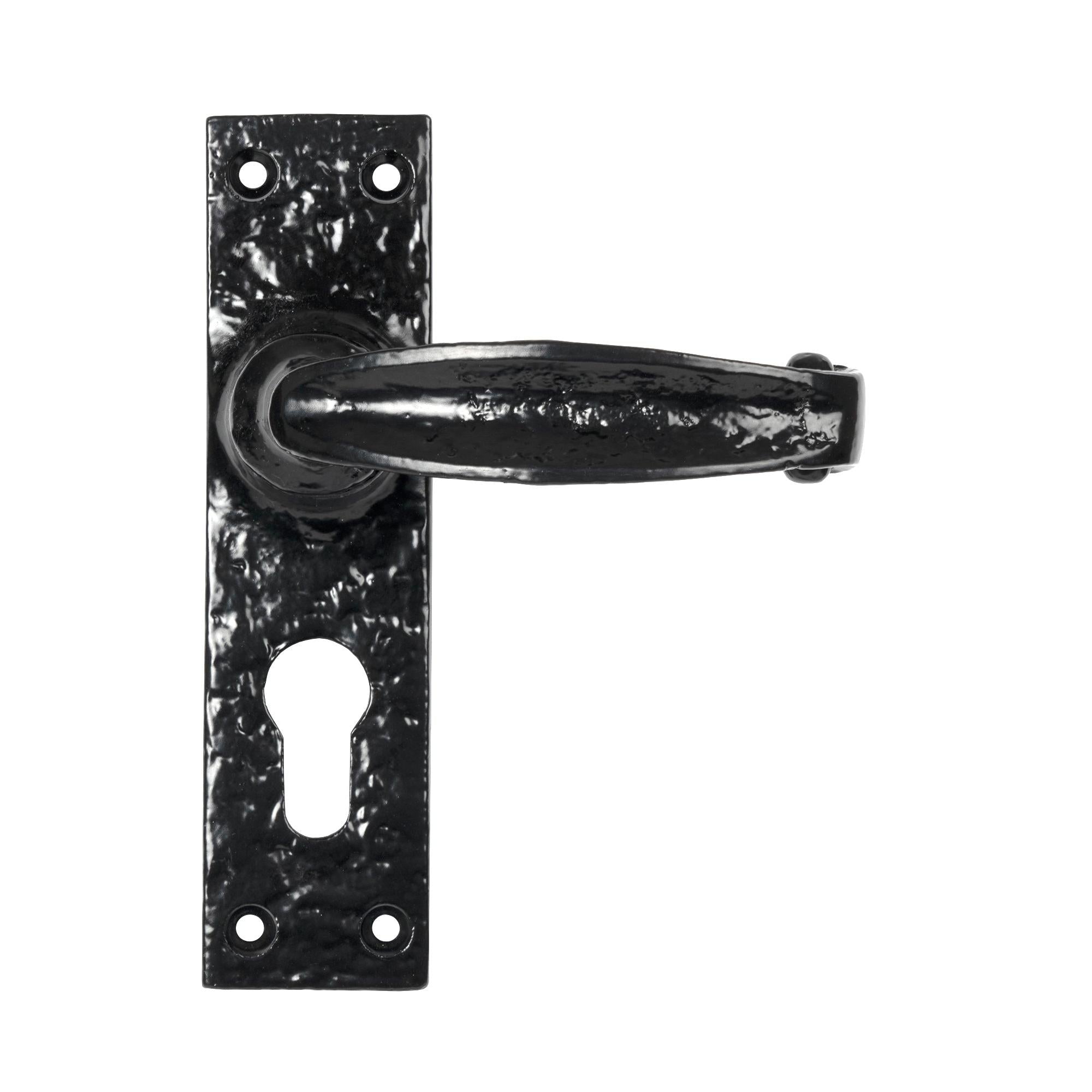 From The Anvil's Black Classic Lever Euro Lock Set
