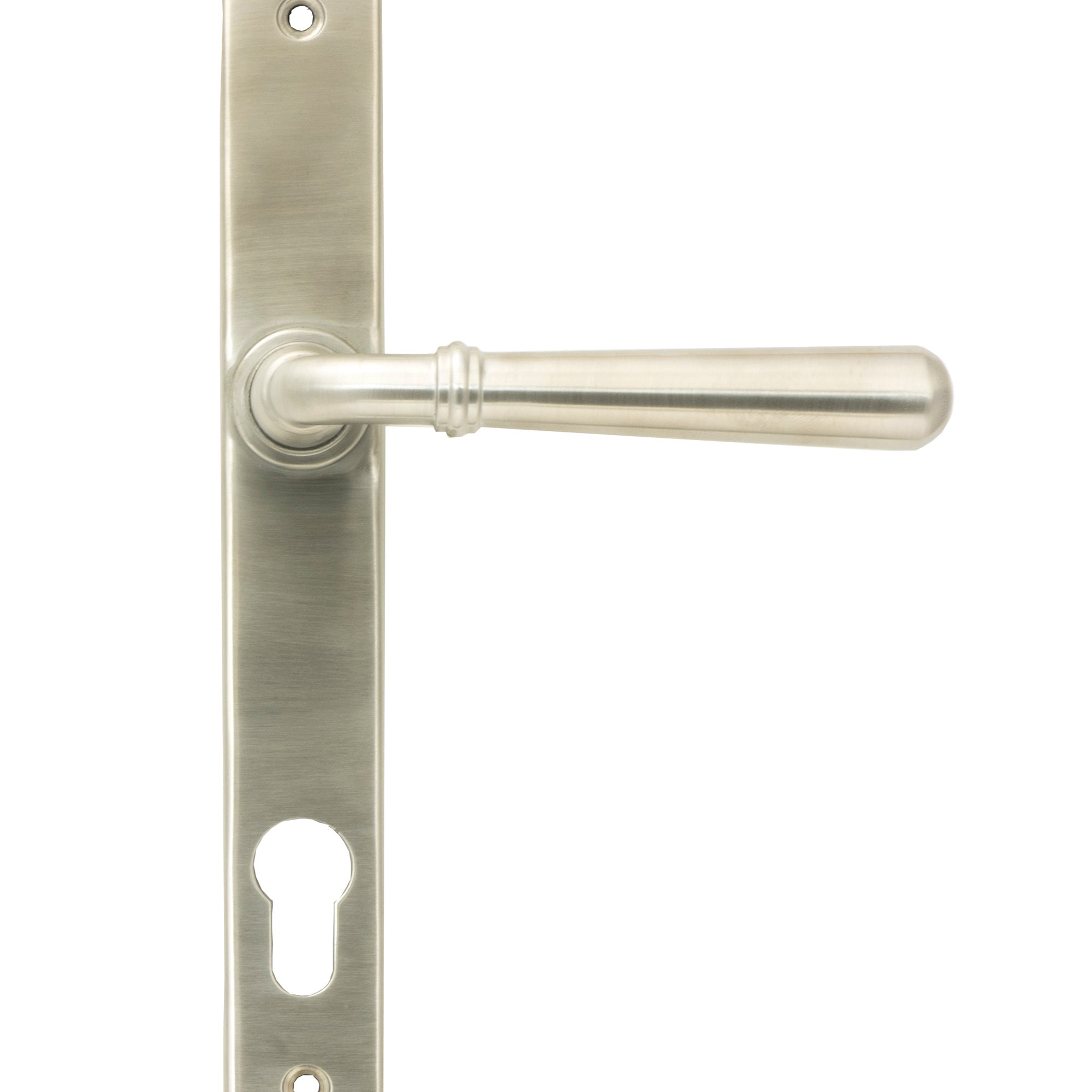 From The Anvil's Satin Marine SS (316) Newbury Slimline Lever Espag. Lock Set