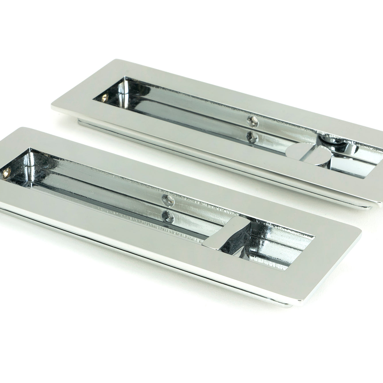 From The Anvil's Polished Chrome Plain Rectangular Pull - Privacy Set