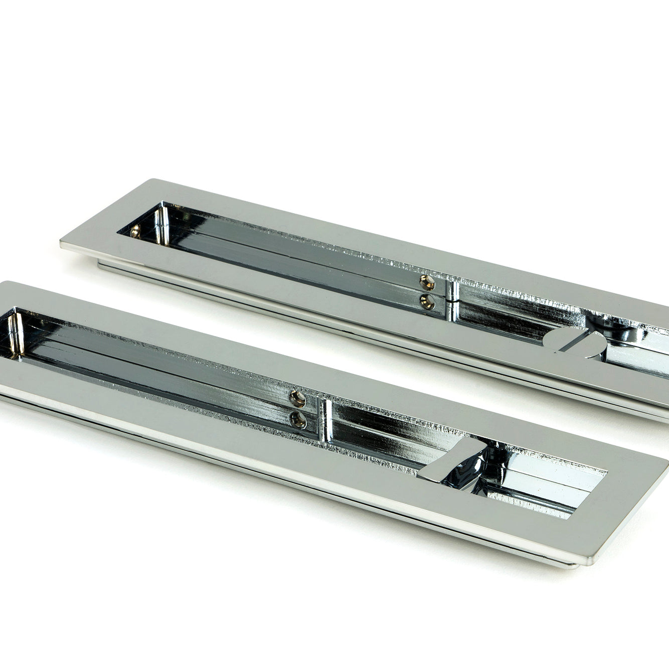 From The Anvil's Polished Chrome Plain Rectangular Pull - Privacy Set