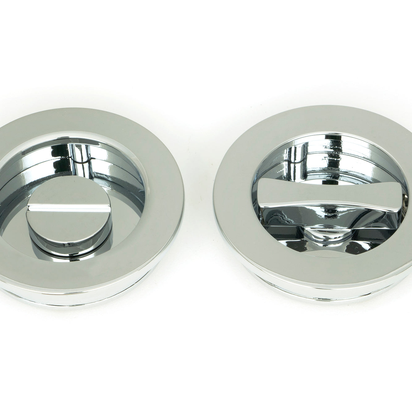 From The Anvil's Polished Chrome Plain Round Pull - Privacy Set