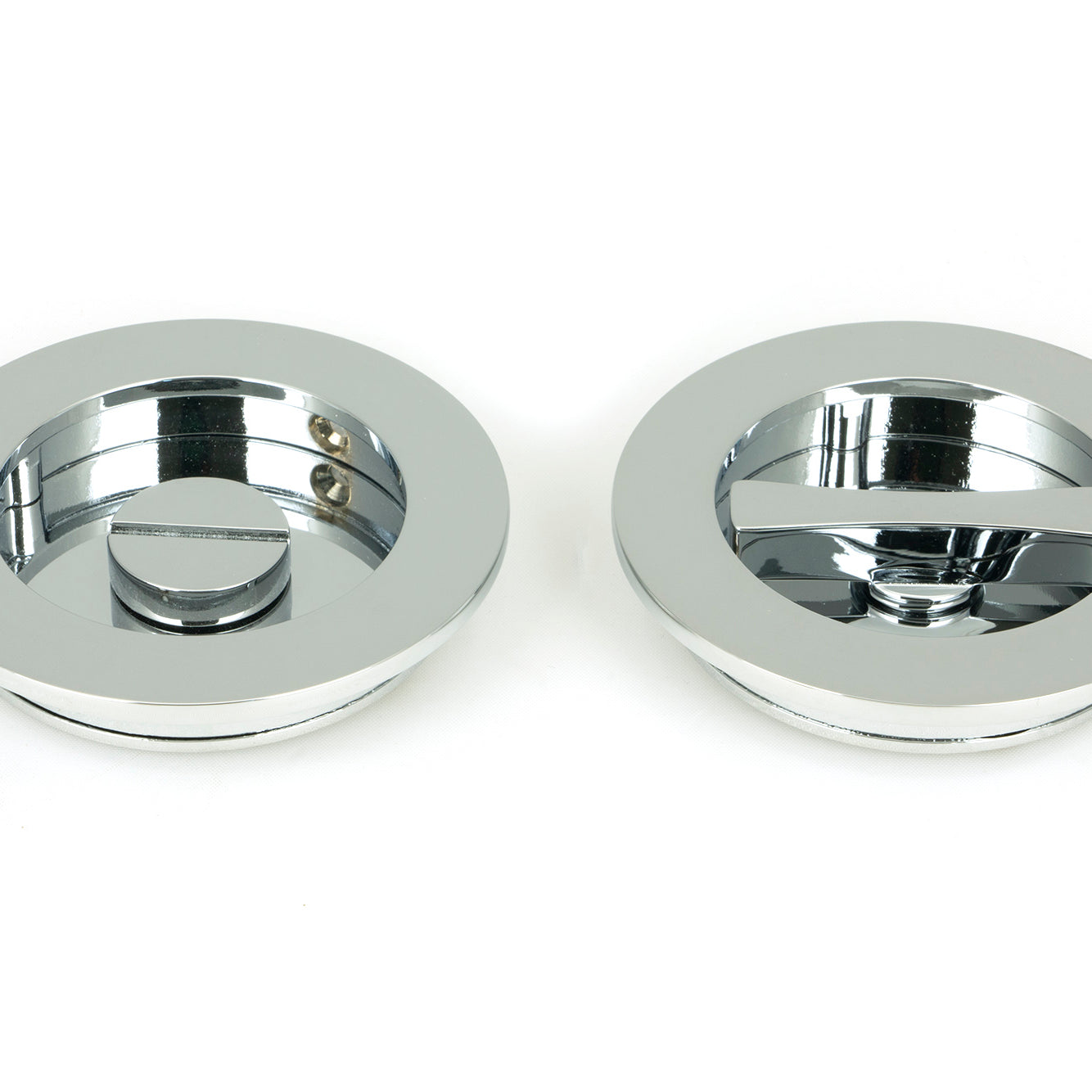 From The Anvil's Polished Chrome Plain Round Pull - Privacy Set