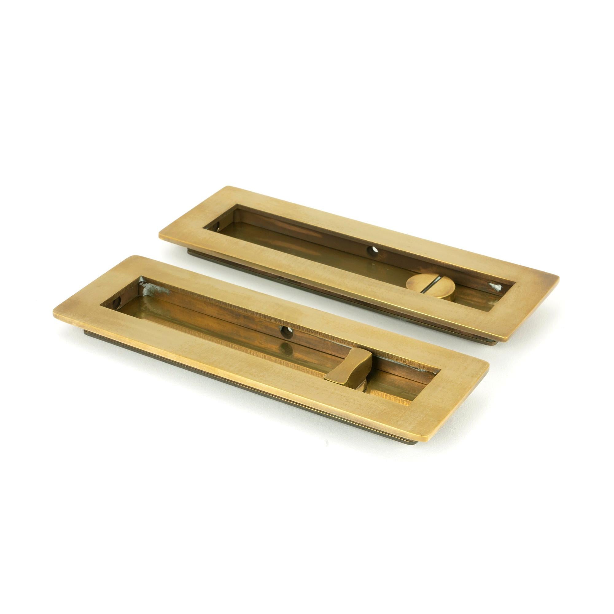 From The Anvil's Aged Brass Plain Rectangular Pull - Privacy Set