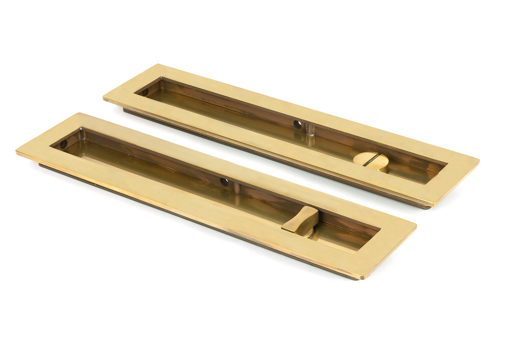 From The Anvil's Aged Brass Plain Rectangular Pull - Privacy Set