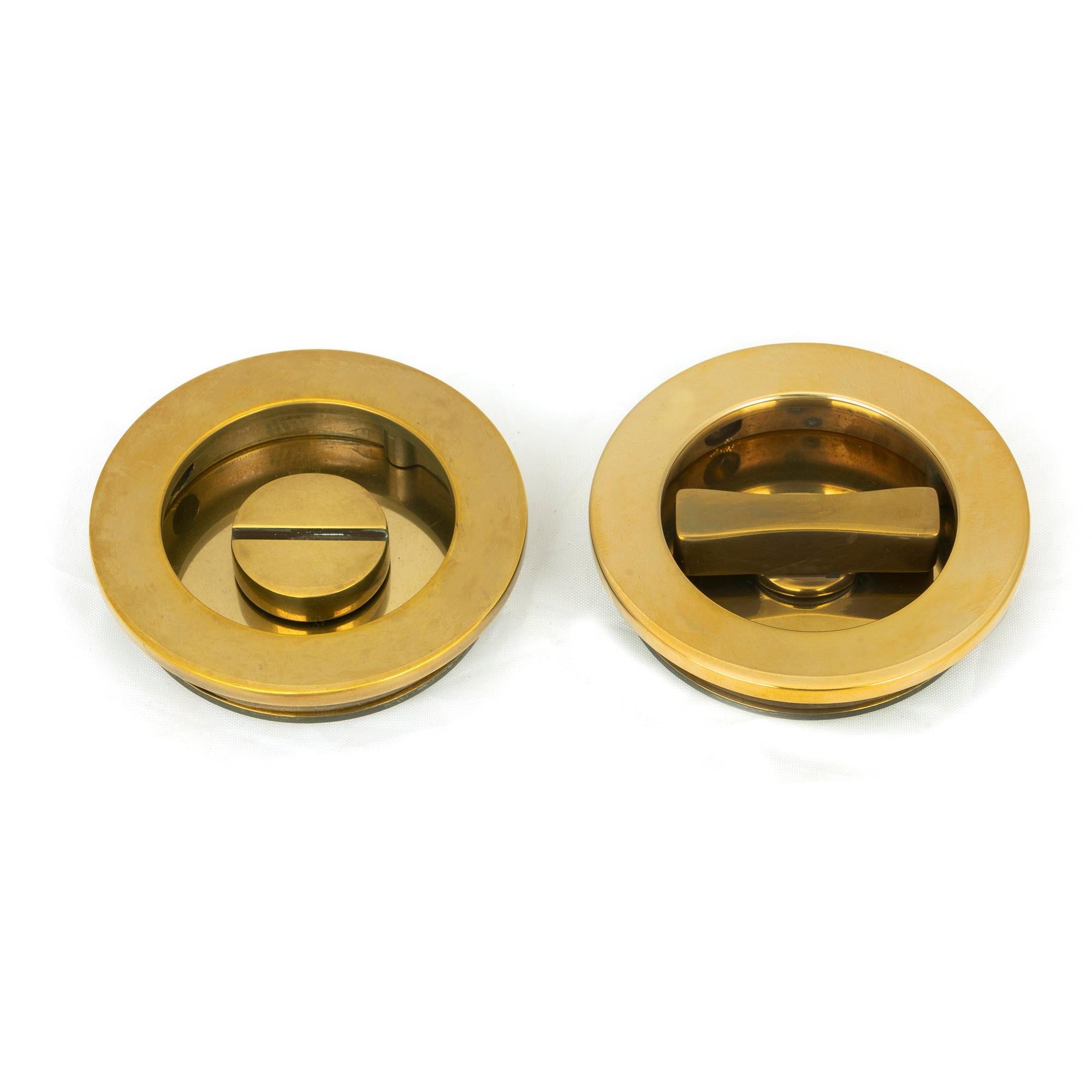 From The Anvil's Aged Brass Plain Round Pull - Privacy Set
