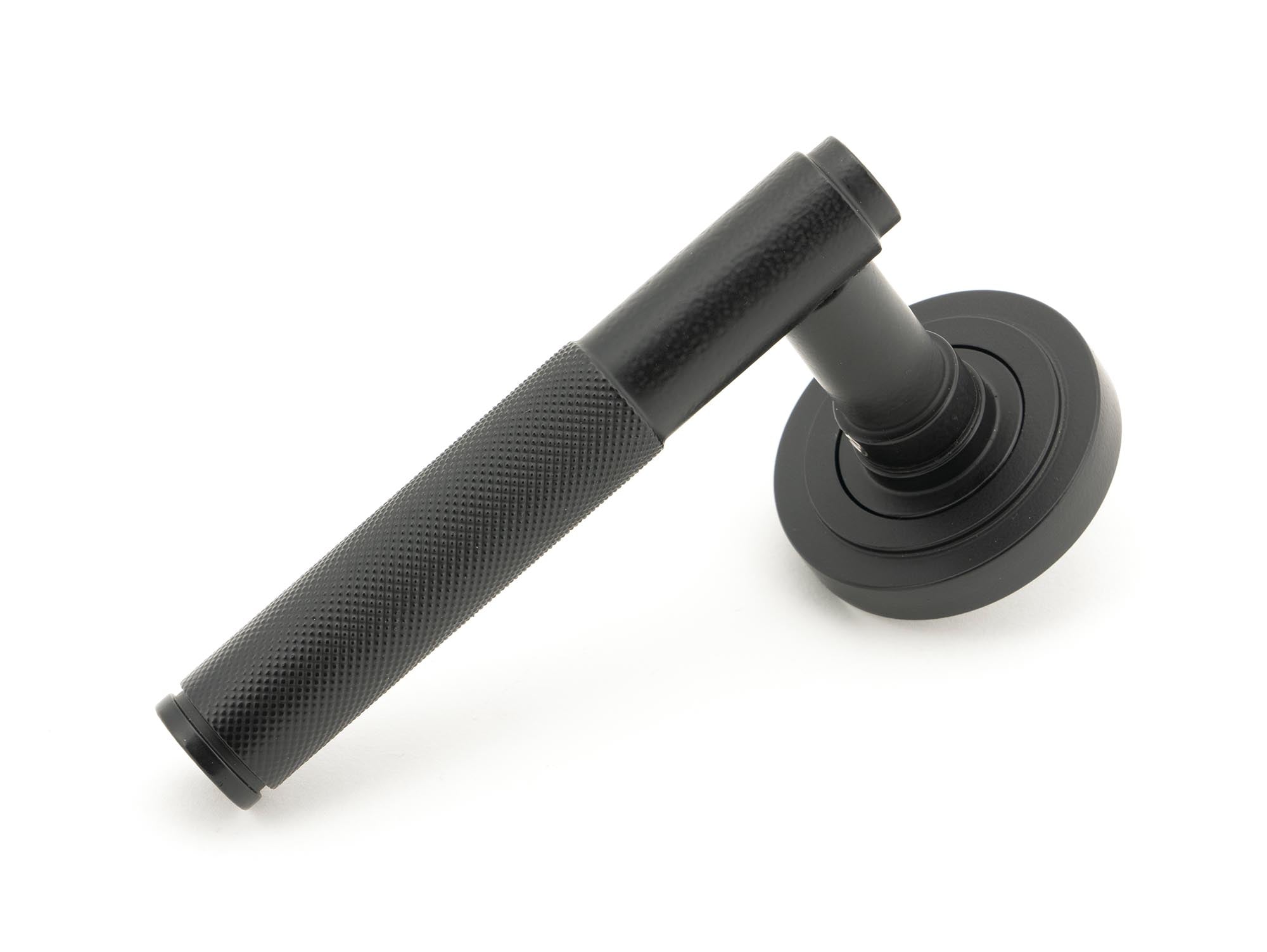 From The Anvil's Matt Black Brompton Lever on Rose Set (Unsprung)