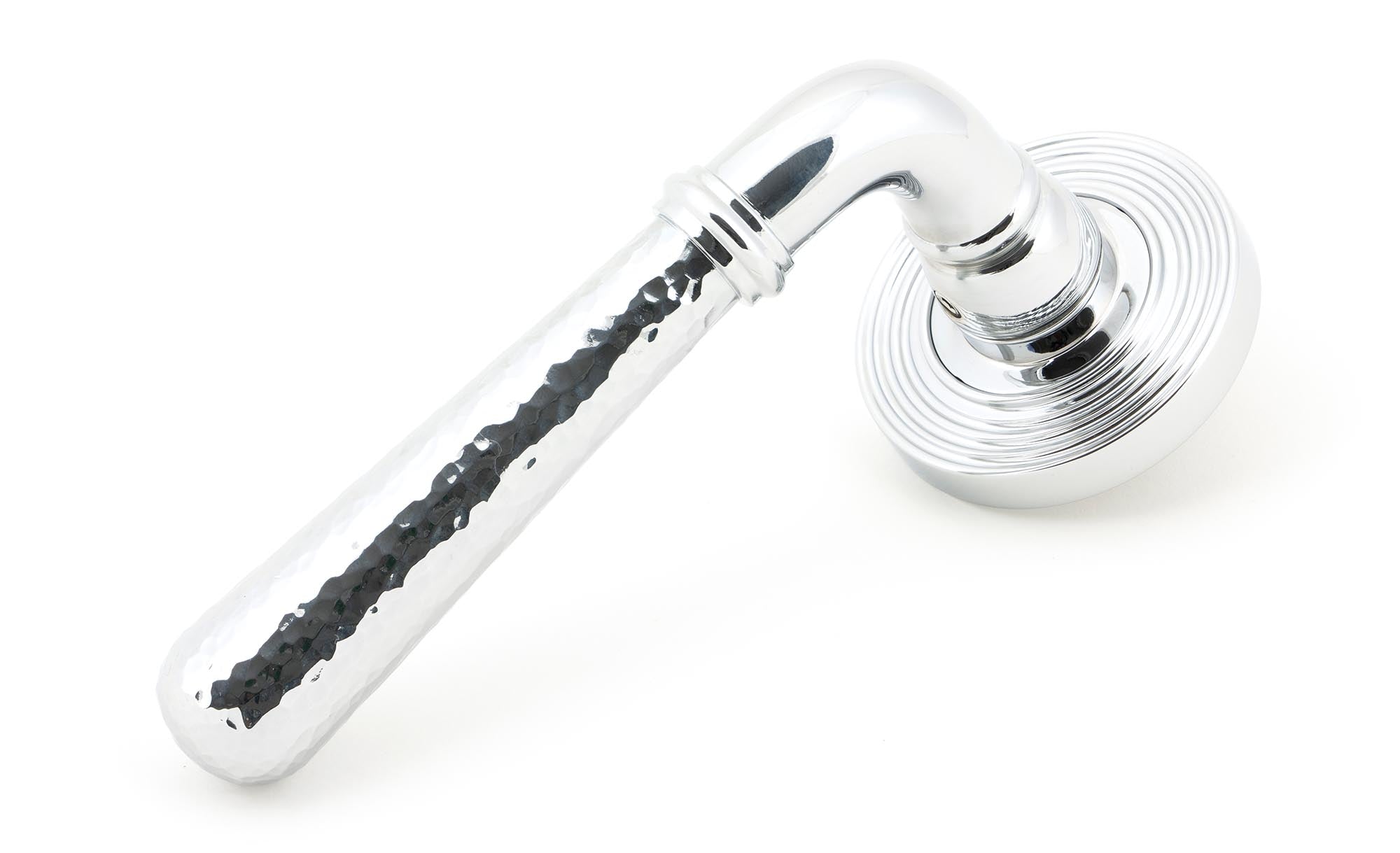From The Anvil's Polished Chrome Hammered Newbury Lever on Rose Set (Unsprung)