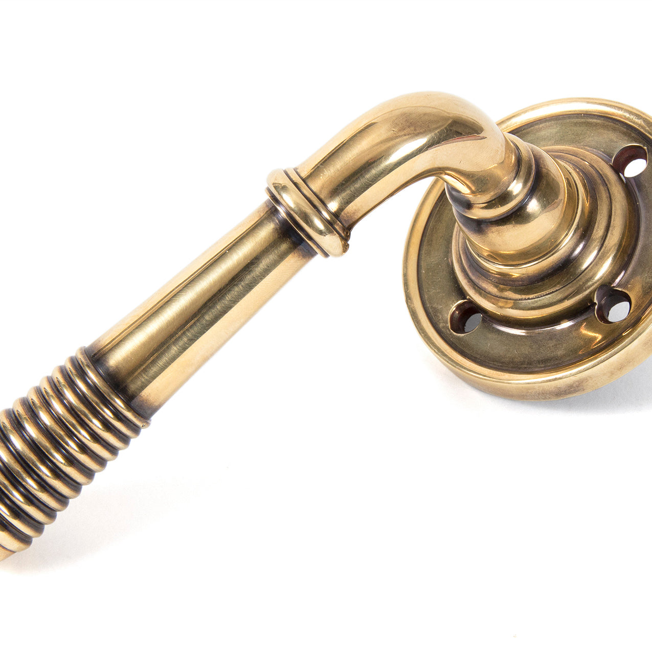 From The Anvil's Aged Brass Reeded Lever on Rose Set